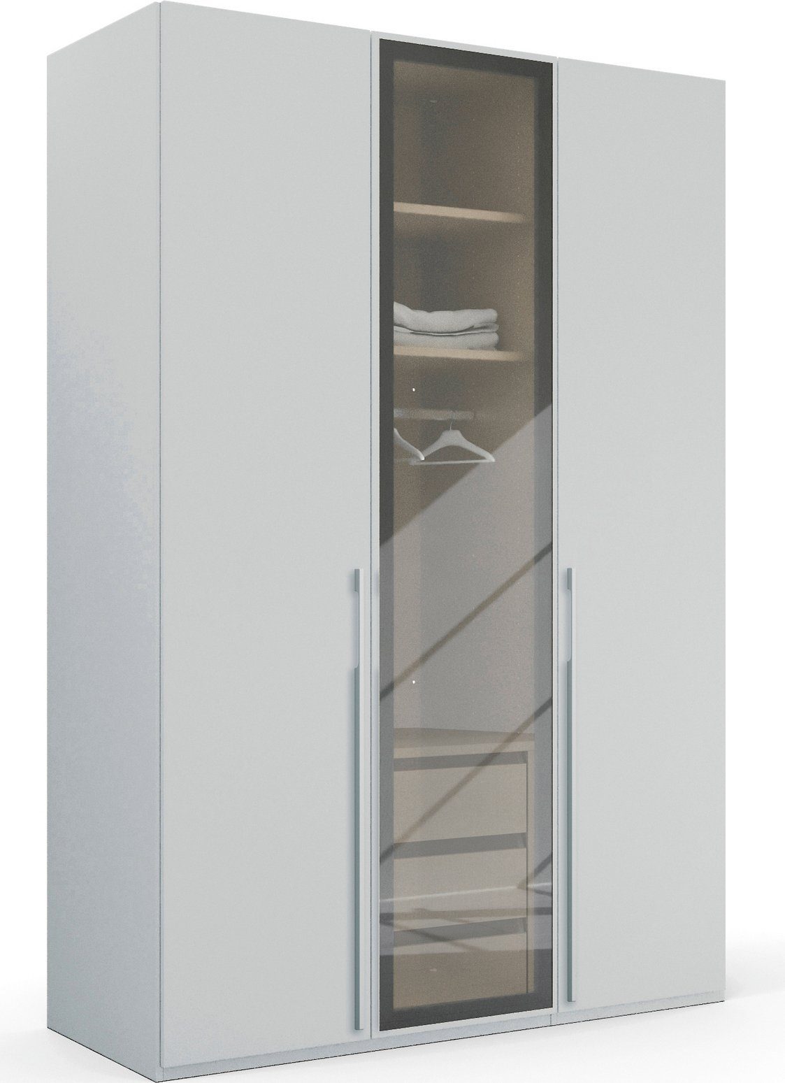 rauch Draaideurkast Kledingkast kast garderobe SKAT SHINE met hoogwaardige, transparant grijs glas inclusief uitgebreid toebehoren made in germany