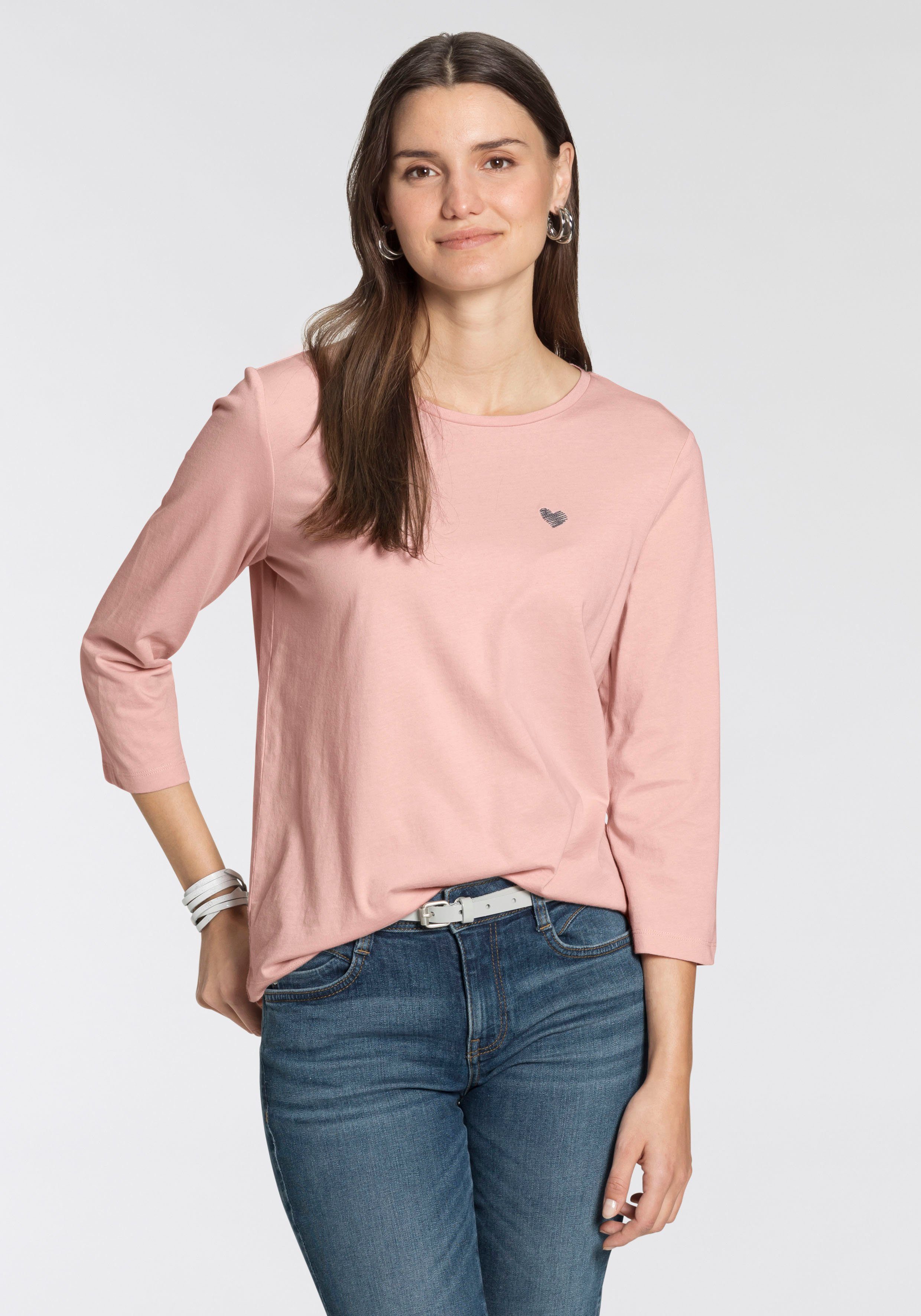 Tom Tailor Shirt met 3/4-mouwen dubbel - strepen + uni (2-delig, Set van 2)