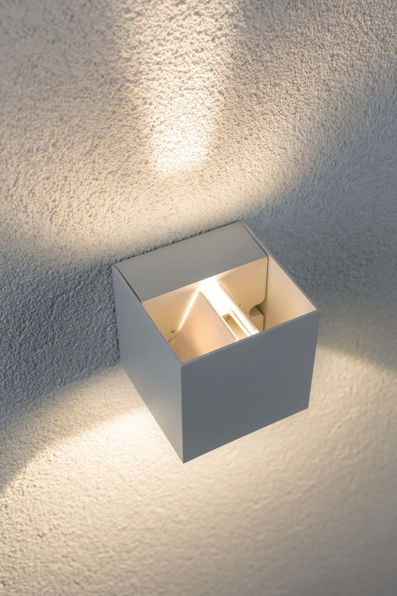 Paulmann Led-wandlamp voor buiten Buiten 230V Cybo LED 2x3,5W 230V IP65 vierkant 80x80mm Grijs Aluminium (1 stuk)