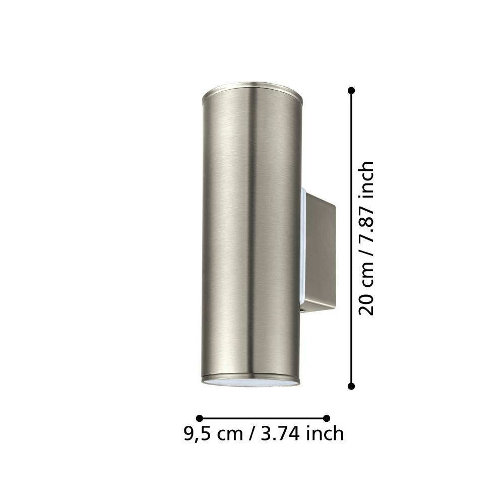 EGLO Ledwandlamp voor buiten Riga wandlamp, buitenverlichting, LED, staal in zilver, IP44