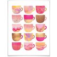 wall-art poster koffiekopjes pink (1 stuk) multicolor