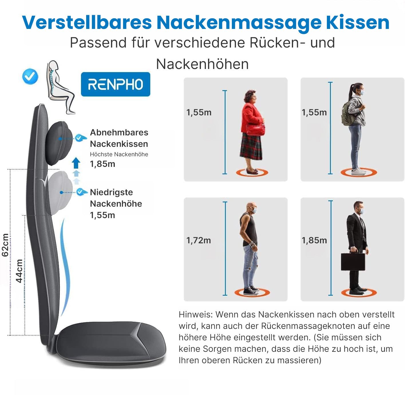 Renpho Shiatsu-massagekussen Neck & Back Massager Cushion S BM076