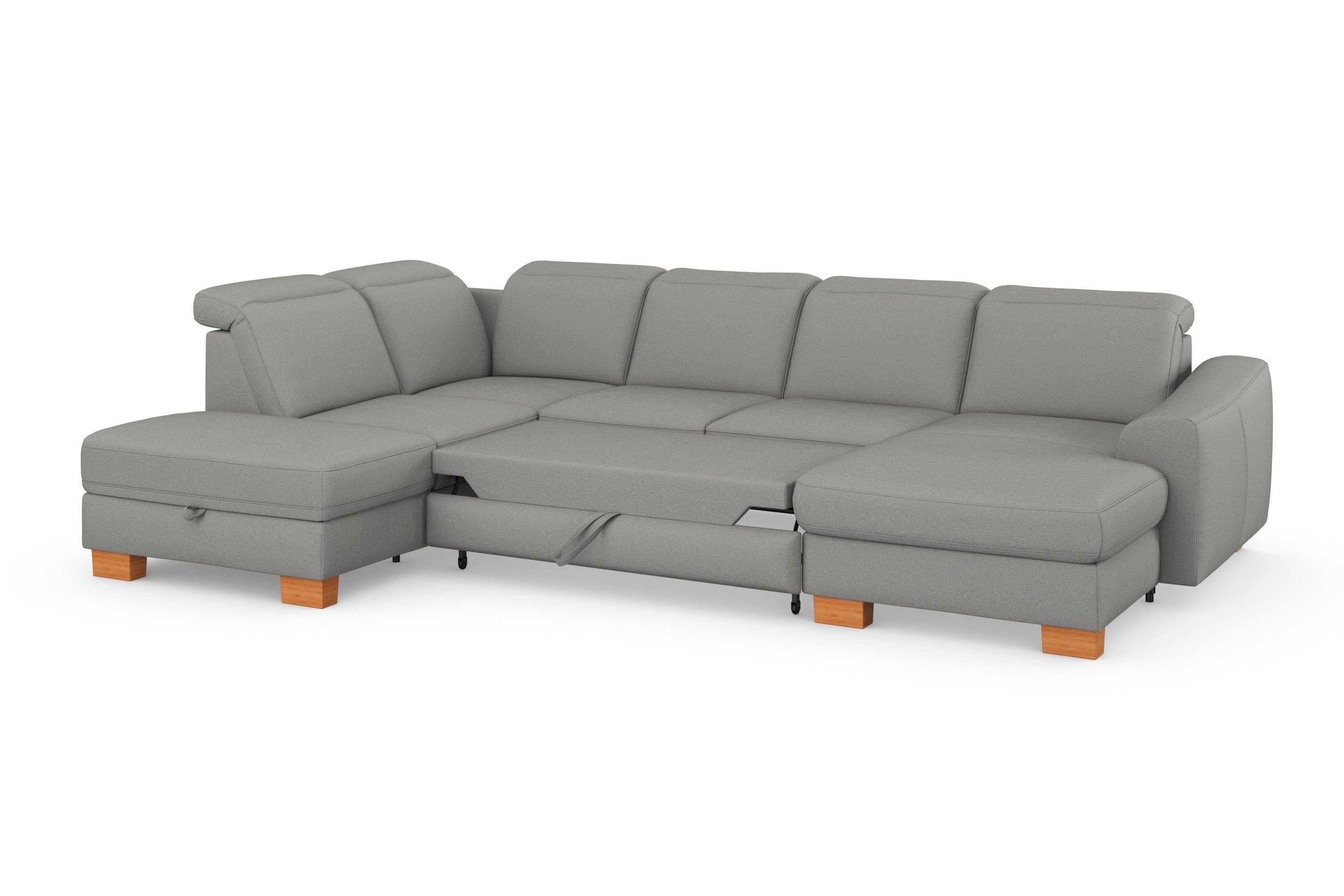 sit&more Zithoek Dundee U-vorm met binnenvering en massief houten poten, naar keuze met verstelbare hoofdsteun