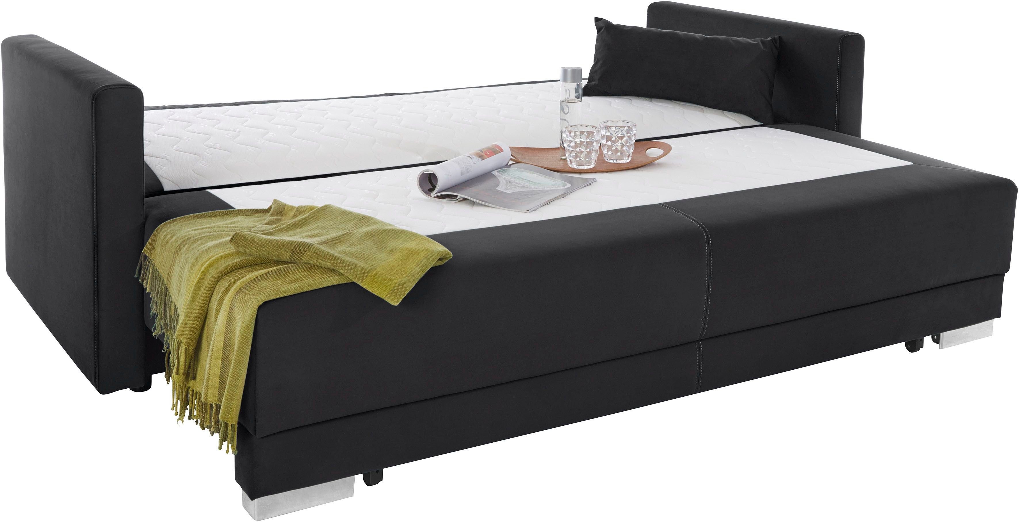 INOSIGN Slaapbank Berlin met boxspringopbouw, slaapfunctie & bedkist, bank met bedfunctie