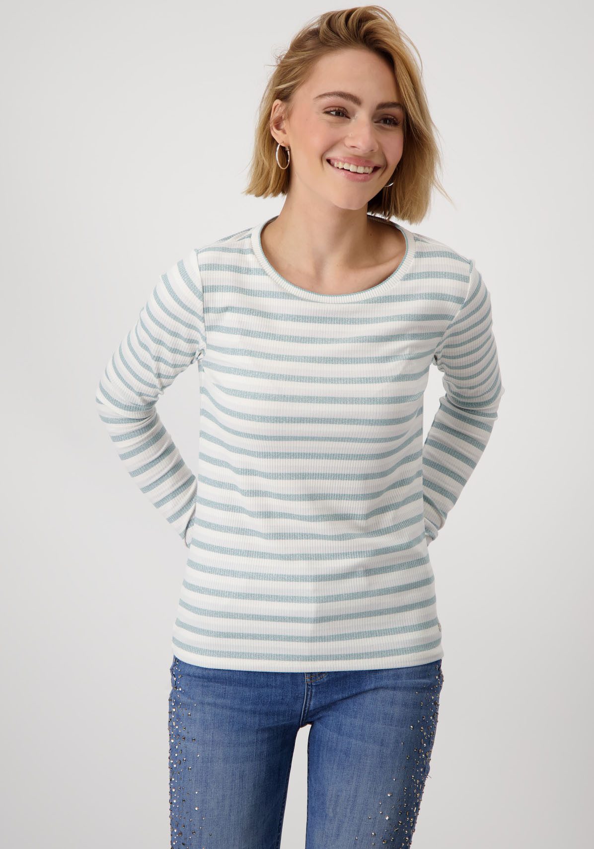 Monari Shirt met ronde hals met strepen