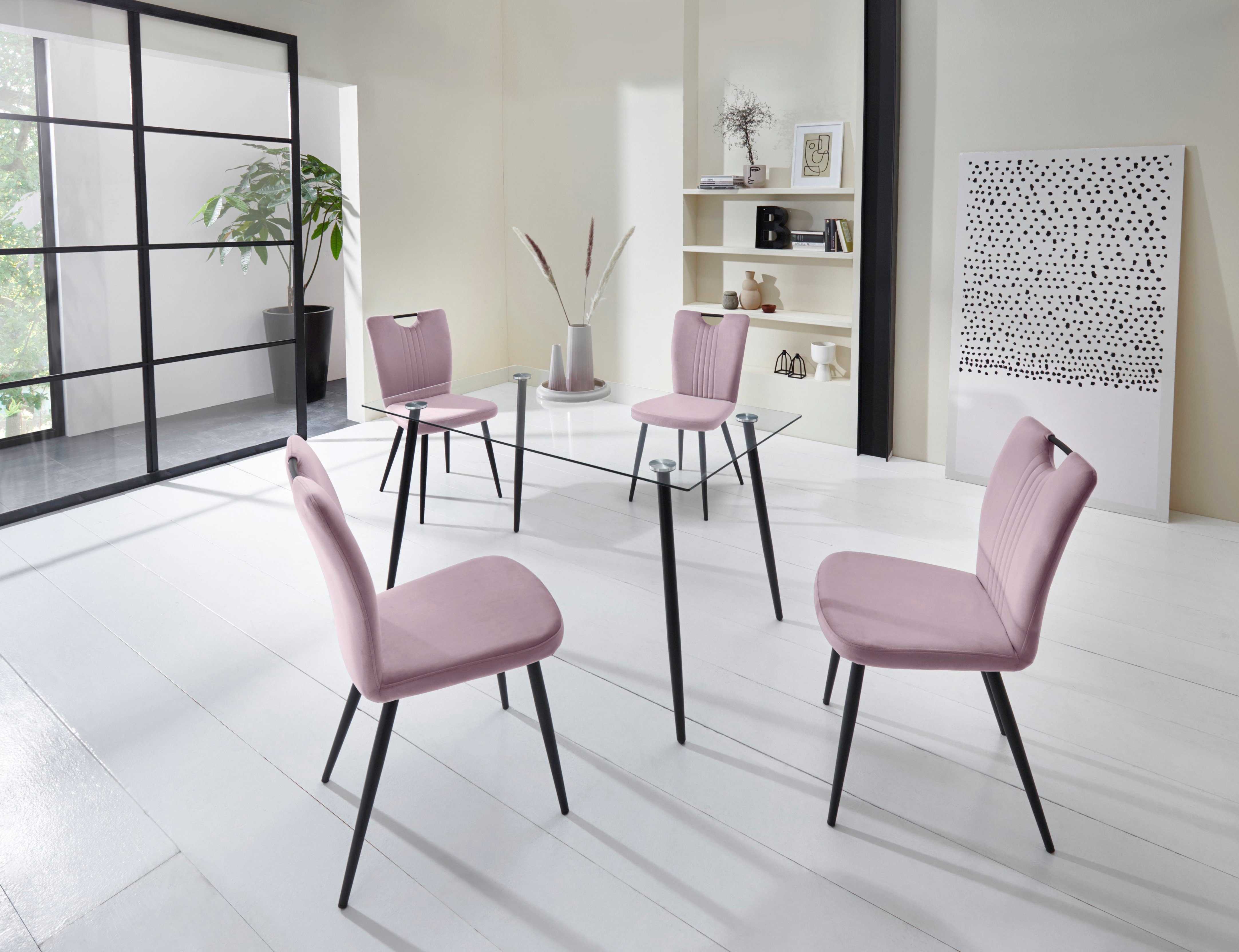 INOSIGN Glazen tafel Danny, TOPSELLER! Eettafel breedte 140 cm, metaalapplicaties, modern ontwerp