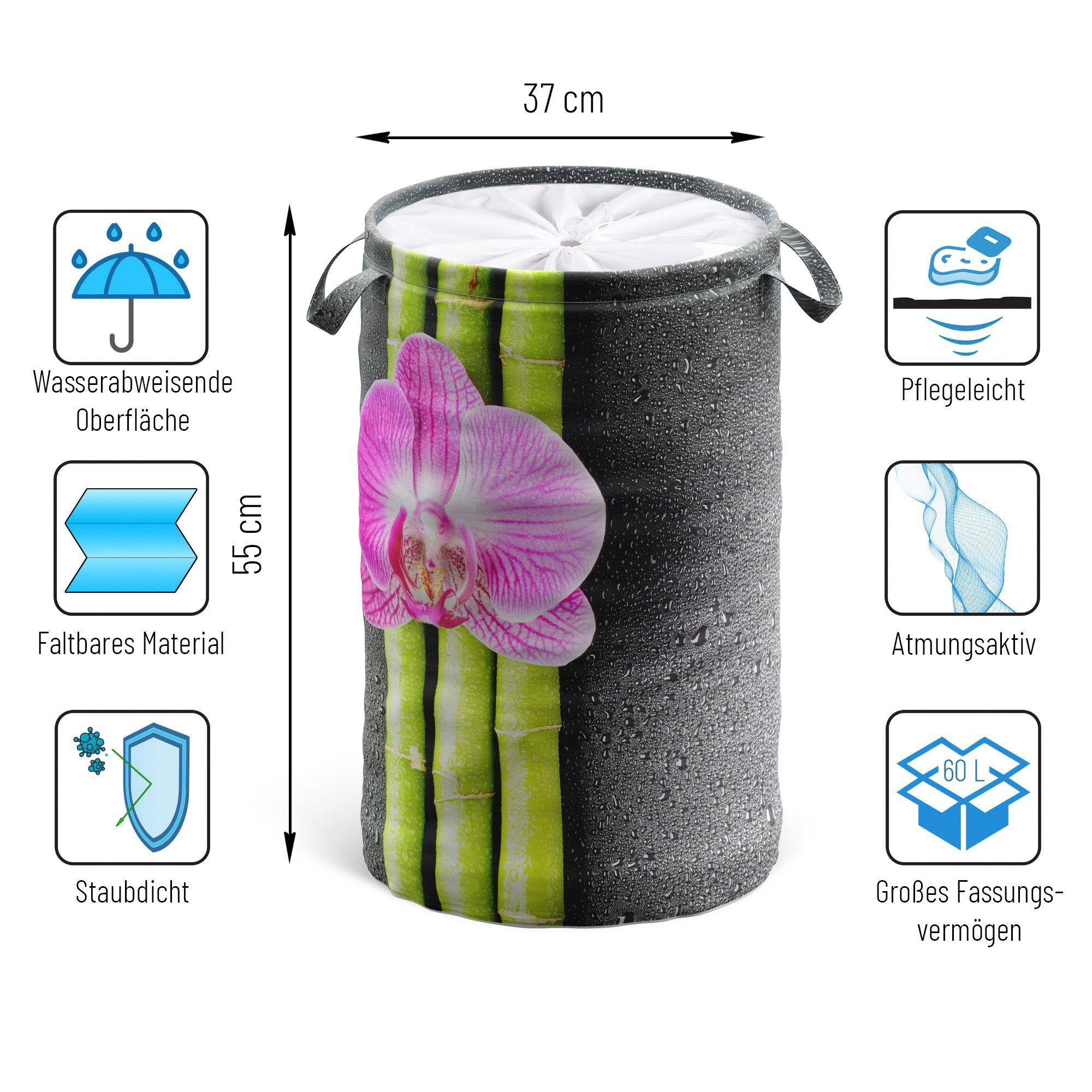 Sanilo Wasmand Asia 60 liter, opvouwbaar, met bescherming tegen inkijk