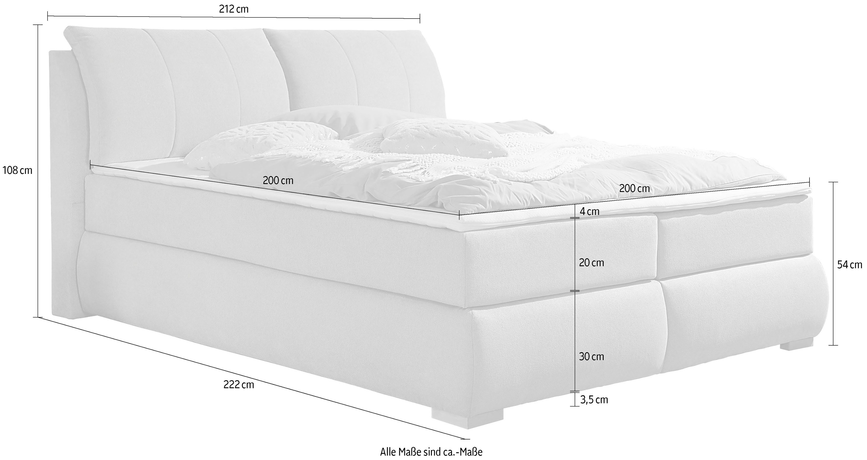 Home affaire Boxspring Breitenthal afneembare rugkussens met klittenband