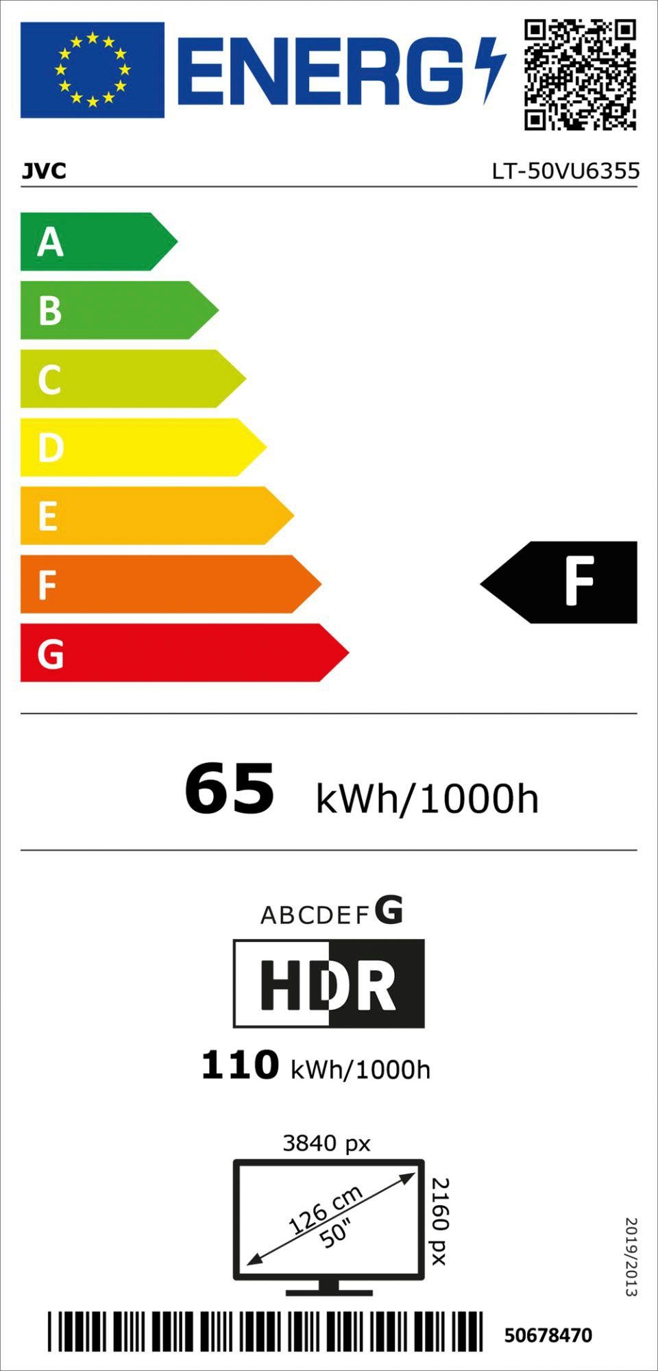 JVC Led-TV LT-50VU6355, 126 cm / 50", 4K Ultra HD, Smart TV