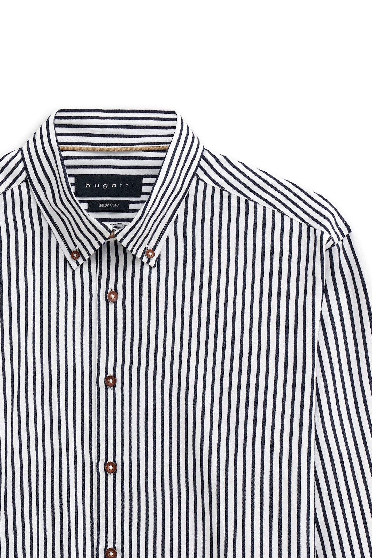 Bugatti Overhemd met lange mouwen Easycare gestreept met button-down en van katoen