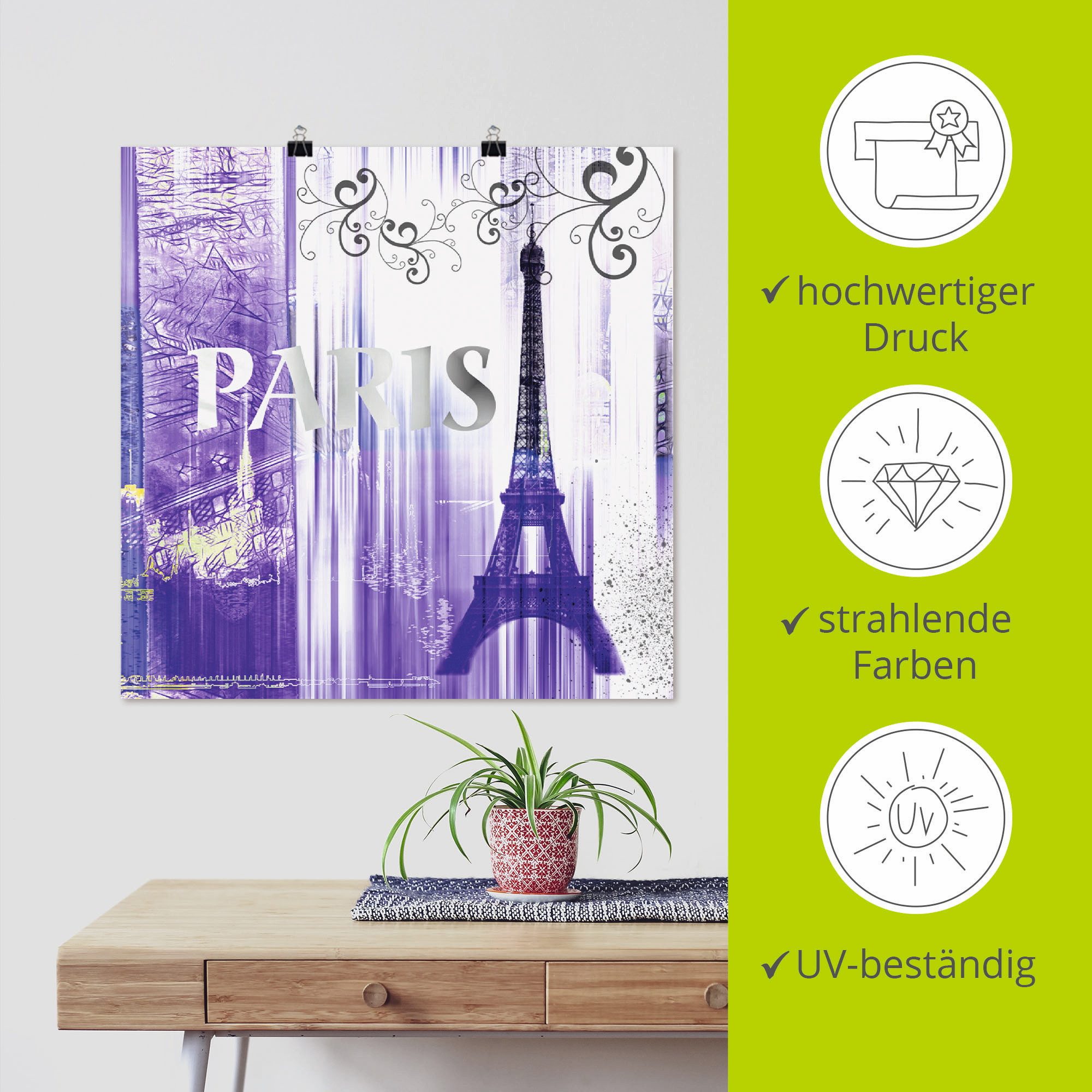 Artland Artprint Parijs Skyline collage II als artprint op linnen, poster in verschillende formaten maten