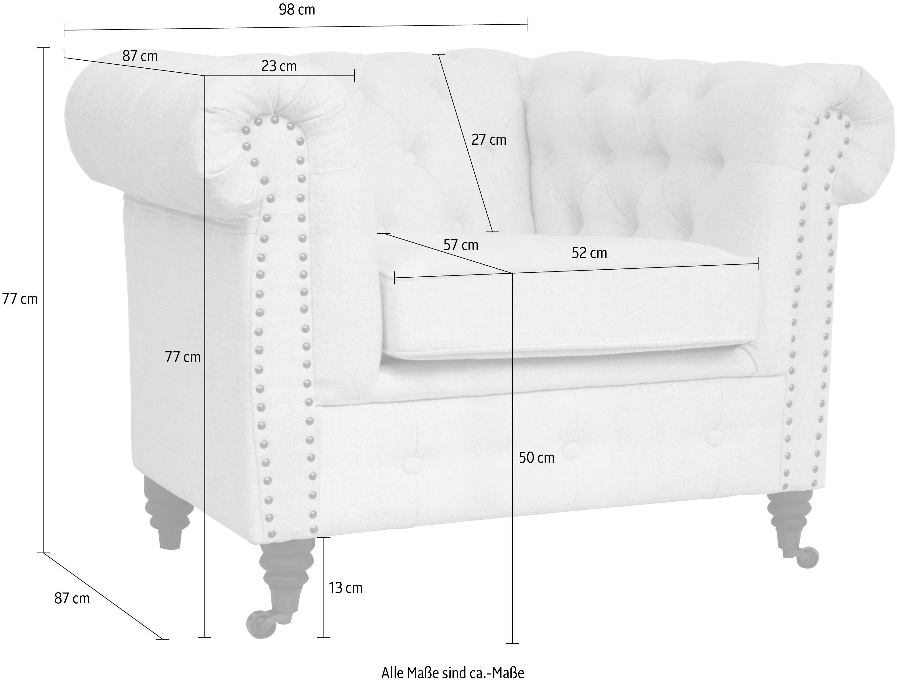 Home affaire Chesterfield-fauteuil Aarburg fauteuil luxueuze capitonnage en siernagels in chesterfield-design