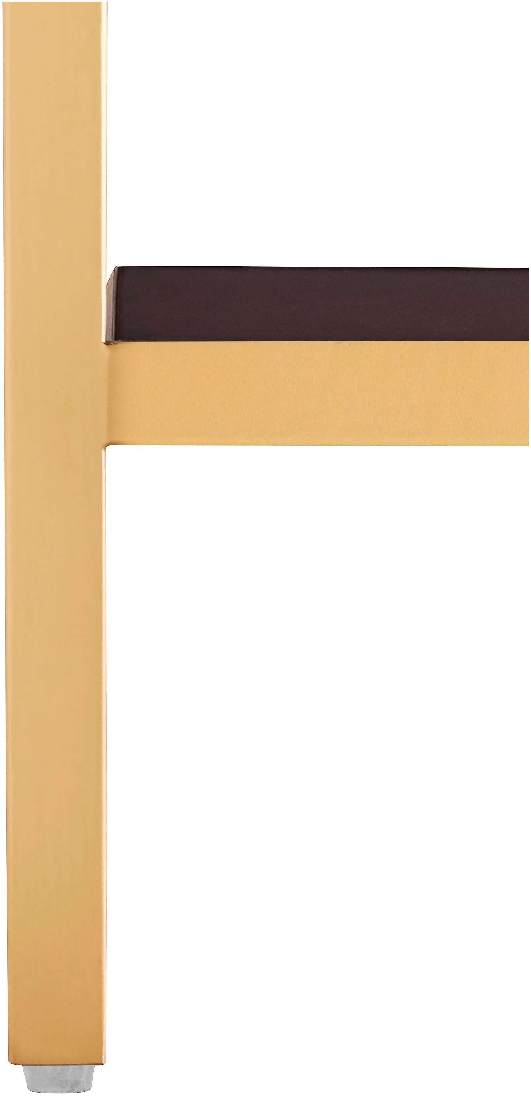 Leonique Salontafel Cherlen met twee planken en goudkleurig frame, vierkant