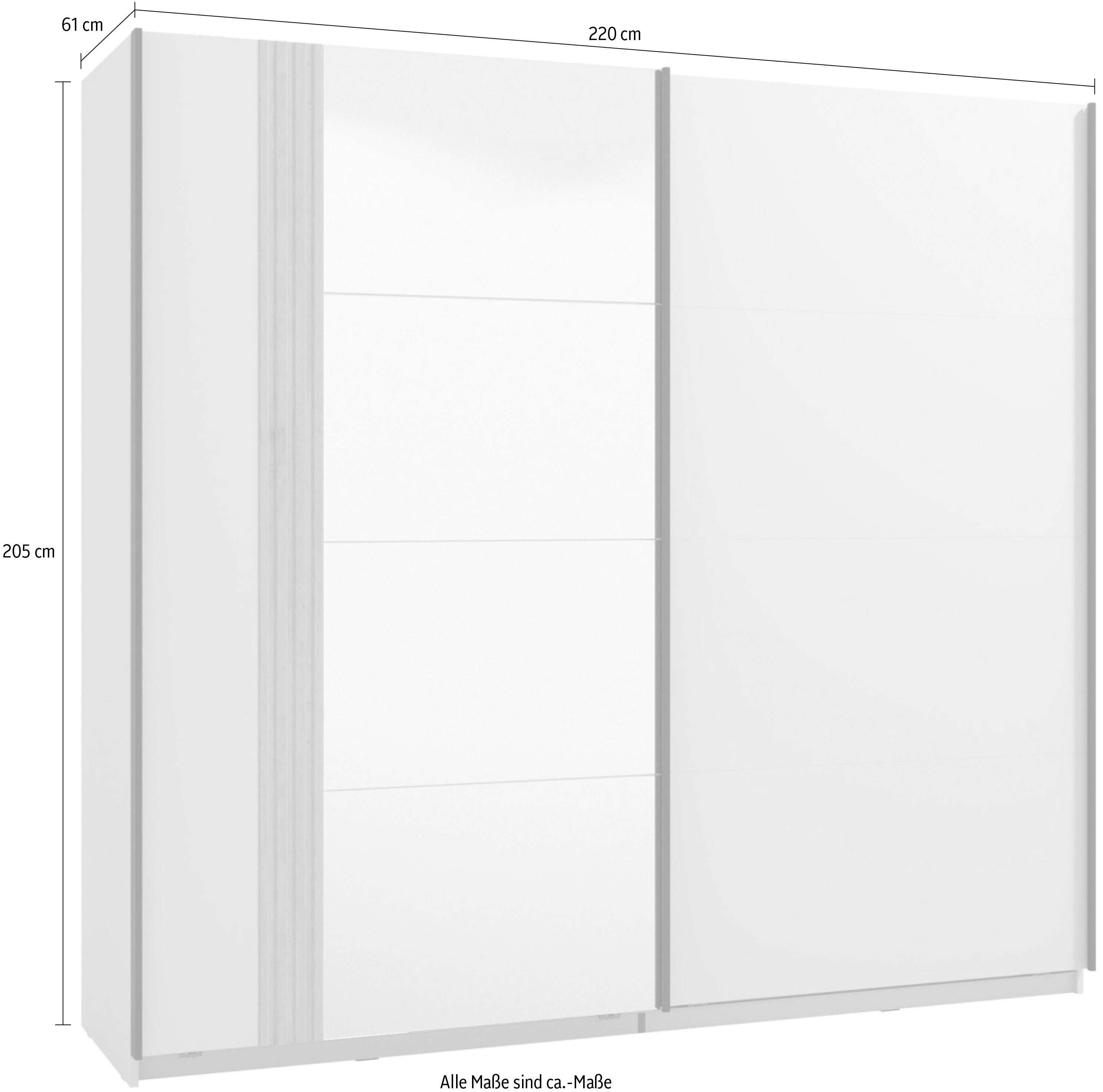 Home affaire Schuifdeurkast Belfort, kledingkast met spiegel, gemaakt in Europa 2 schuifdeuren, 220x61x205cm, fsc®-gecertificeerd houtmateriaal