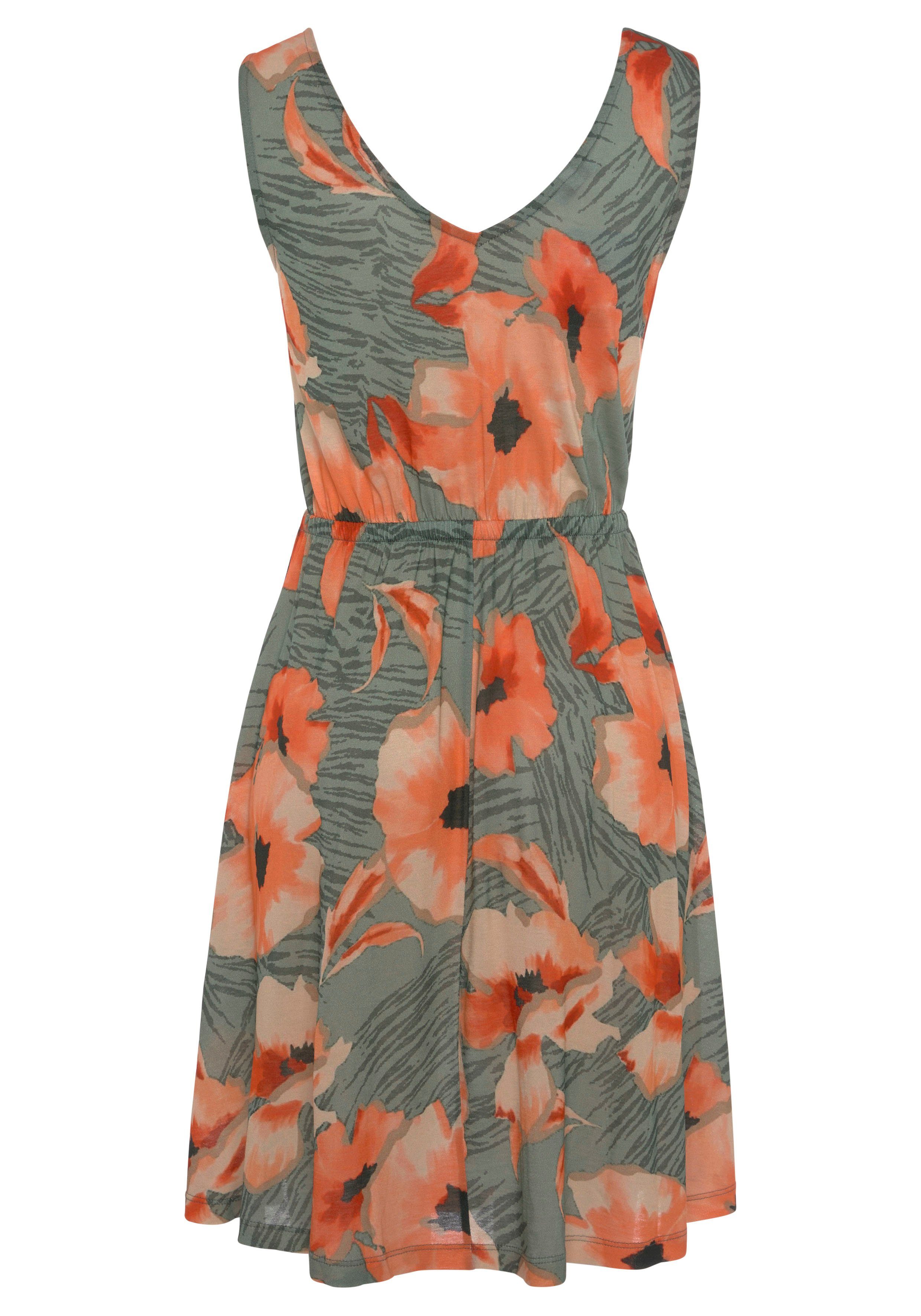 Lascana Jerseyjurk met bloemenprint, zomerjurk, strandjurk