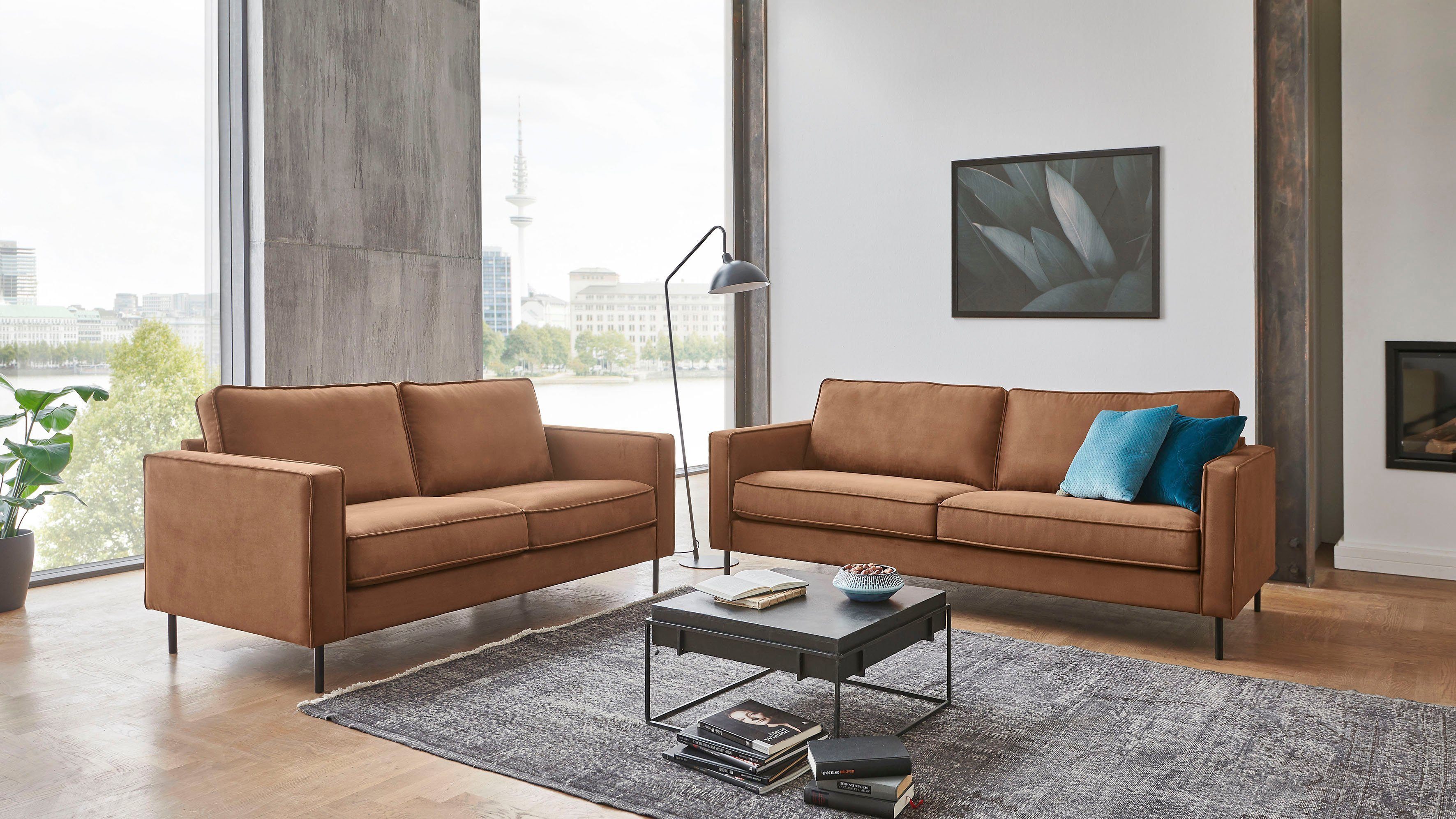 ATLANTIC home collection 2-zitsbank WESTON in scandinavische stijl, met golfvering