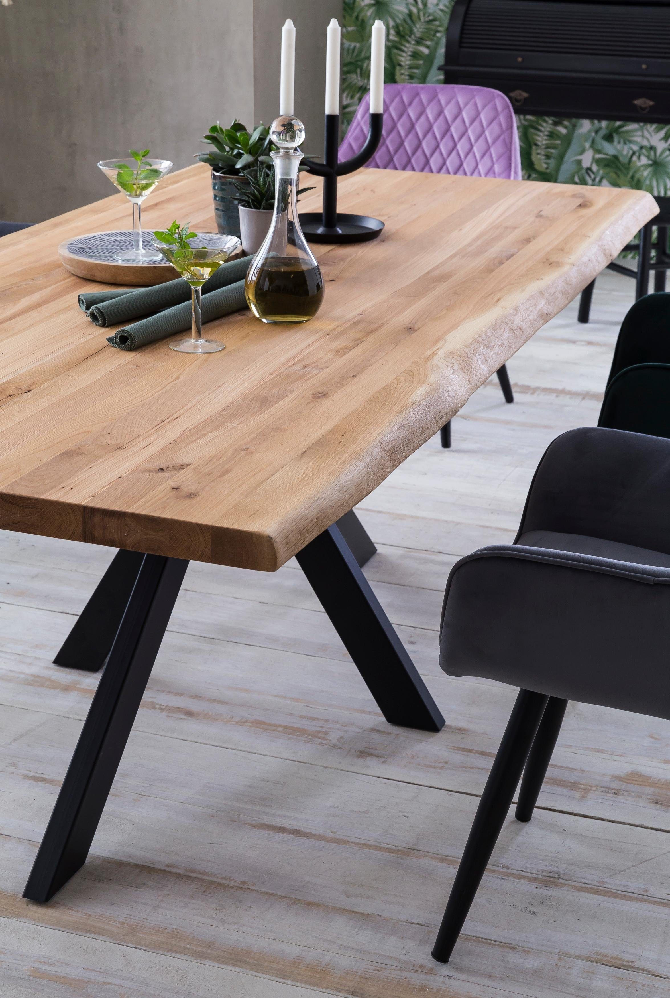 Home affaire Eettafel TRISTAN Massief wild eiken met echte boomrand