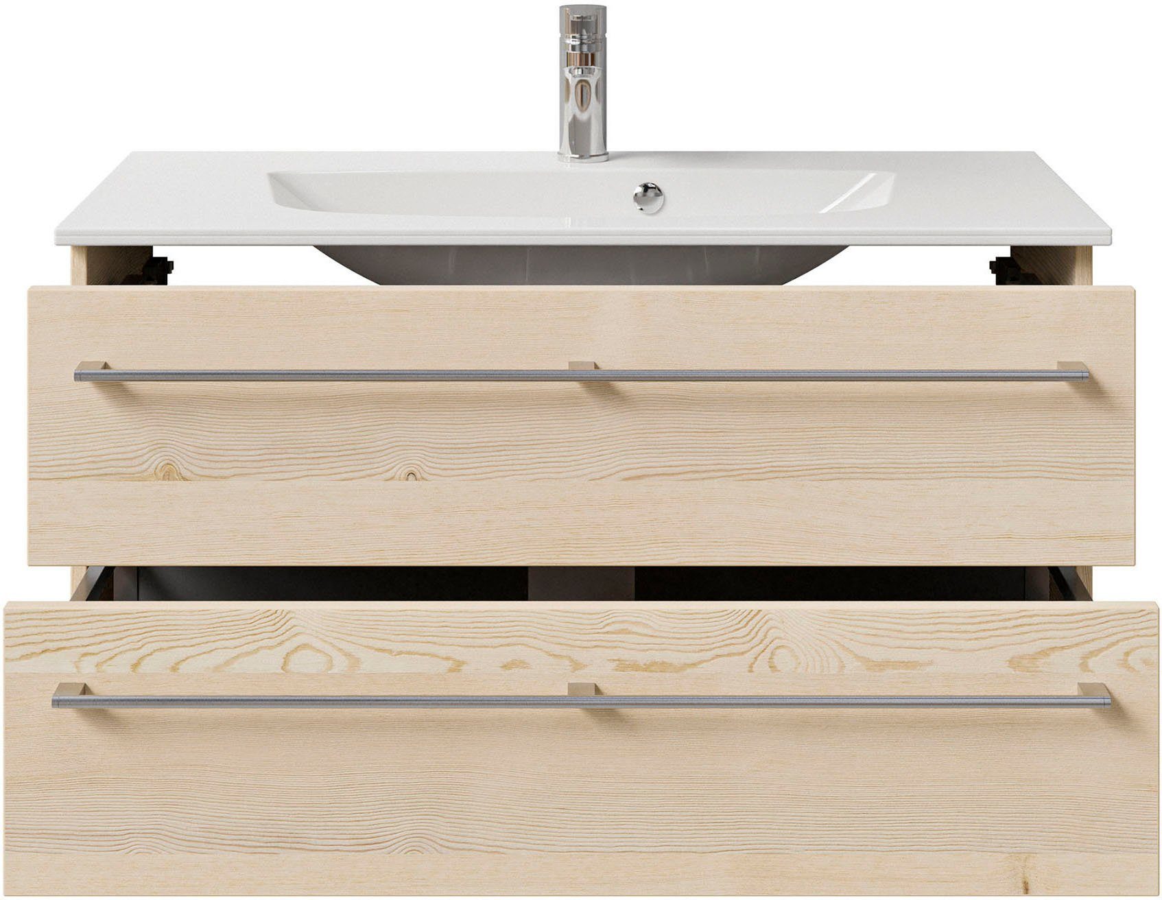Saphir Wastafelonderkast Serie 6025 mineraalmarmeren wastafel met onderkast, 97 cm breed (2-delig)