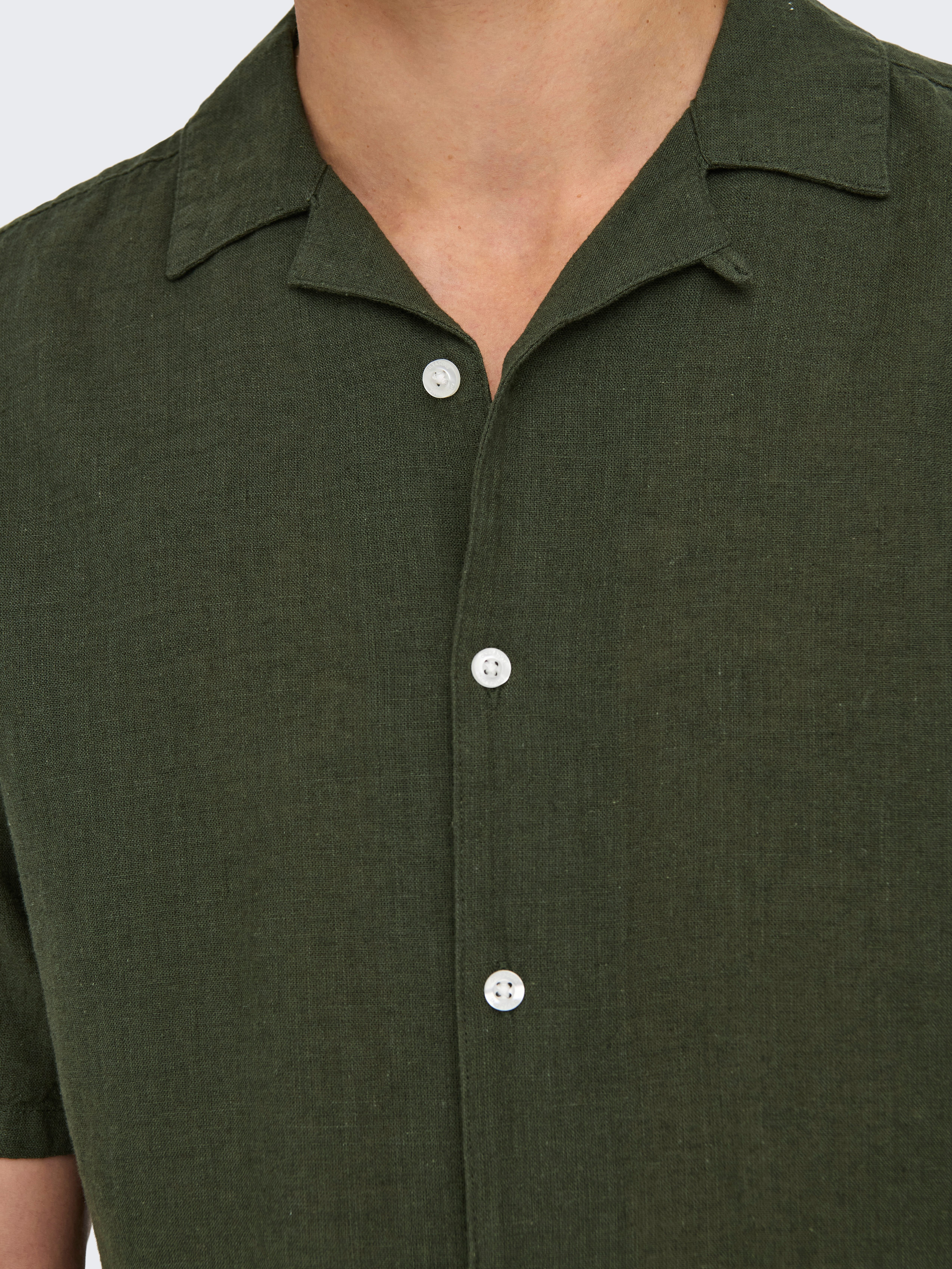 ONLY & SONS Overhemd met korte mouwen ONSCAIDEN SS SOLID RESORT LINEN NOOS