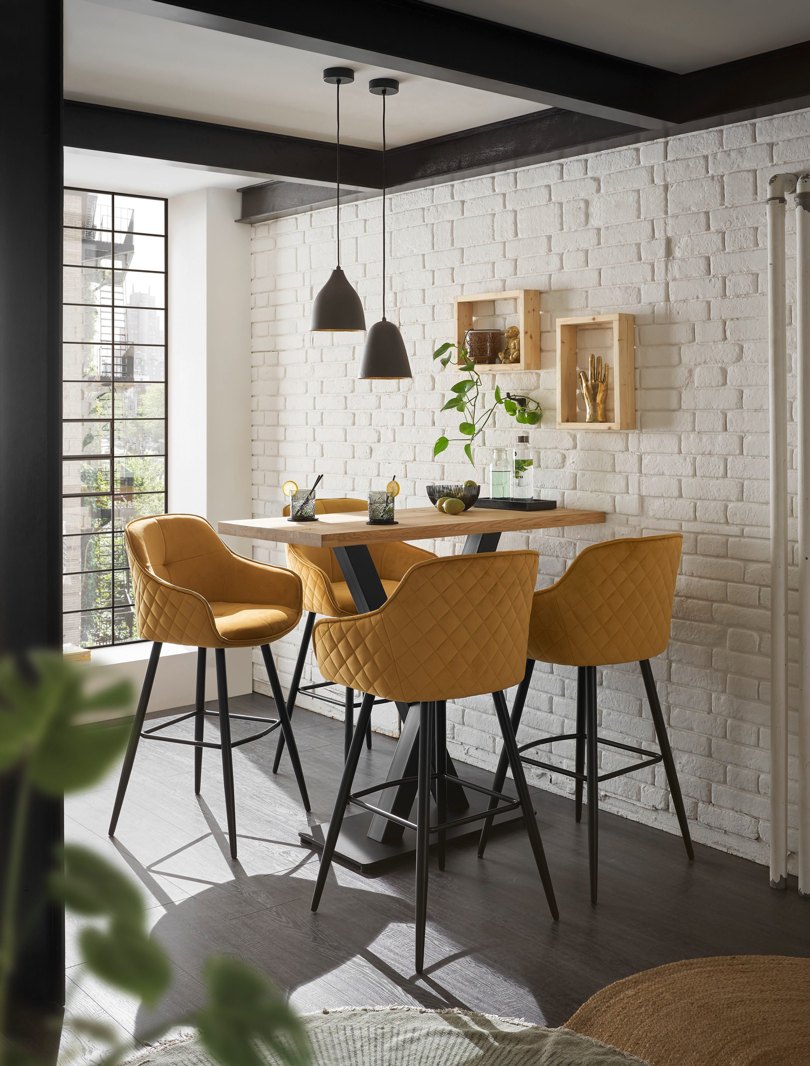 Stolkom Bartafel Duke eik massief hout geolied, hoge tafel BxHxD 120x104x60 cm