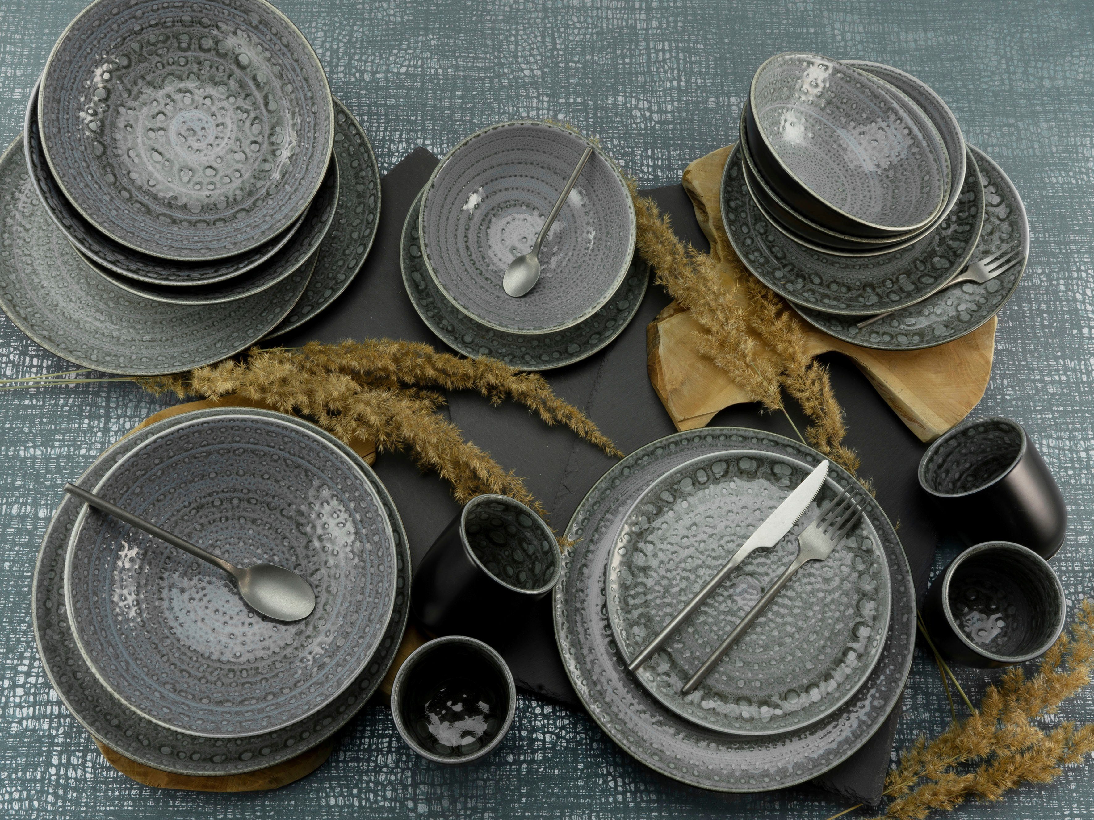 CreaTable Combi-servies Servies-set Villa Romana Servies, ambachtelijk karakter, 16 delen, voor 4 personen (set, 16-delig)