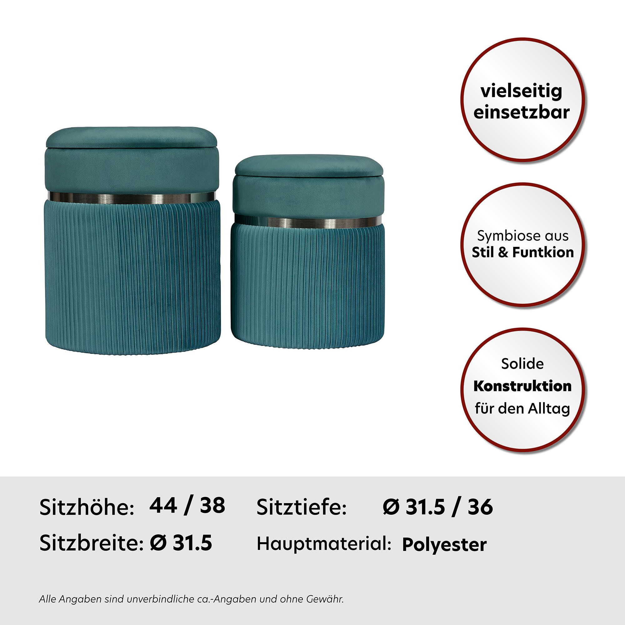 Kayoom Zithoek Kruk Zora 325 2-delige set, fluweelzachte stof bekleding, ronde elegante vorm (set, 2-delig)