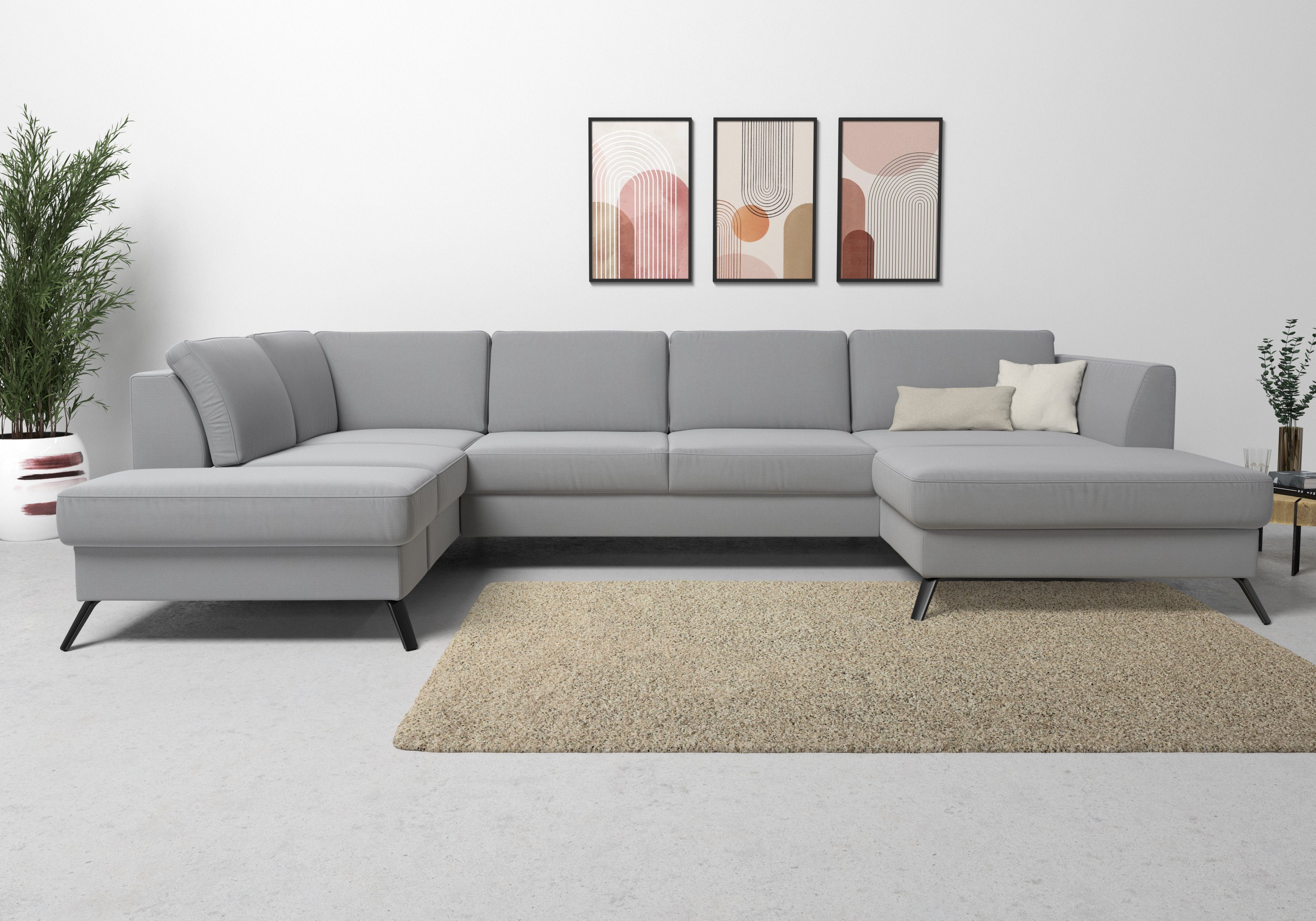 sit&more Zithoek Olsen U-vorm inclusief zitdiepteverstelling, naar keuze met slaapfunctie, 15 cm hoog