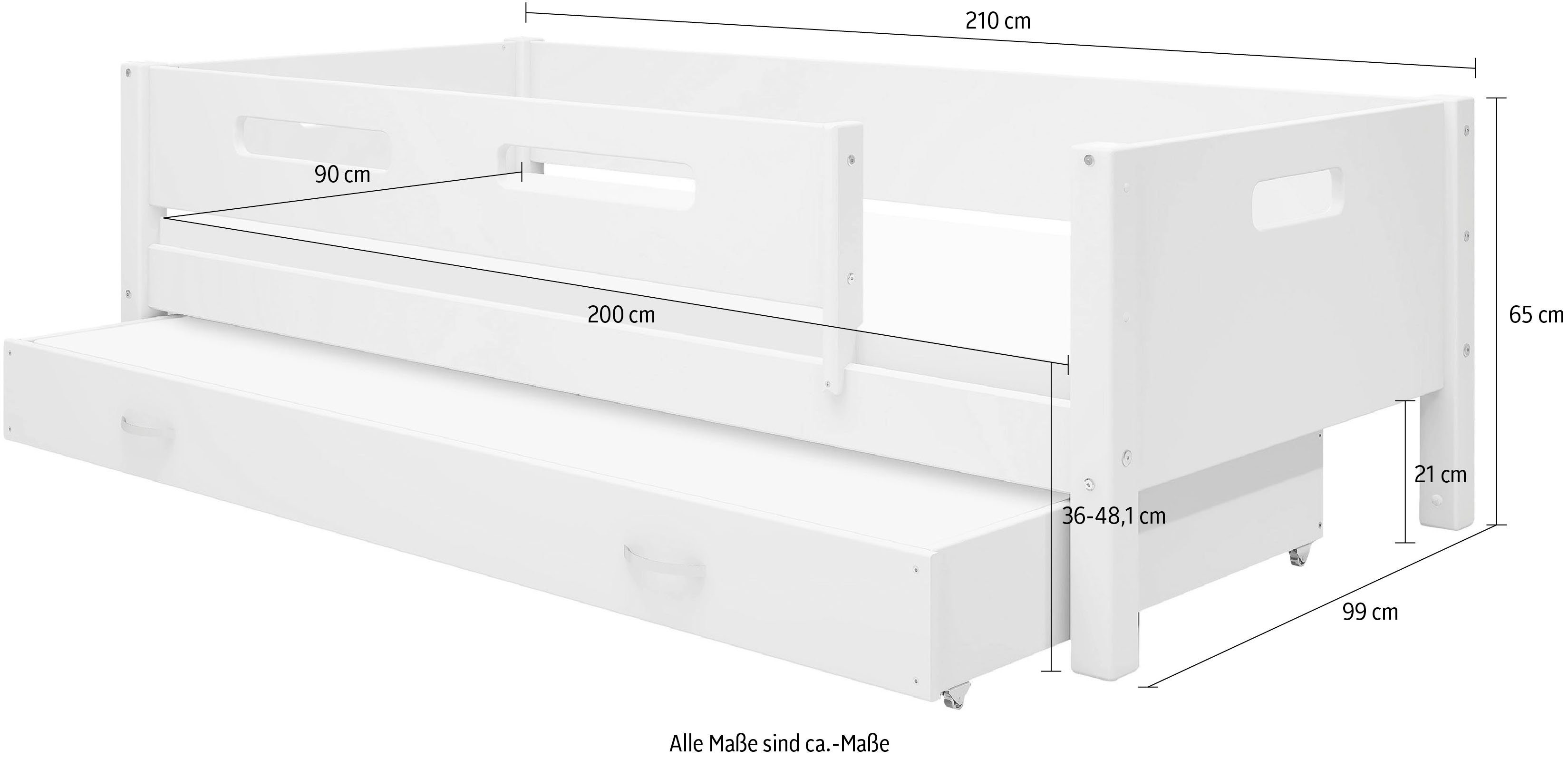 Thuka 1-persoonsledikant Nordic Kinderbed, Speelbed, Daybed, van de beste kwaliteit, stabiel, om te bouwen, met uitklapbed