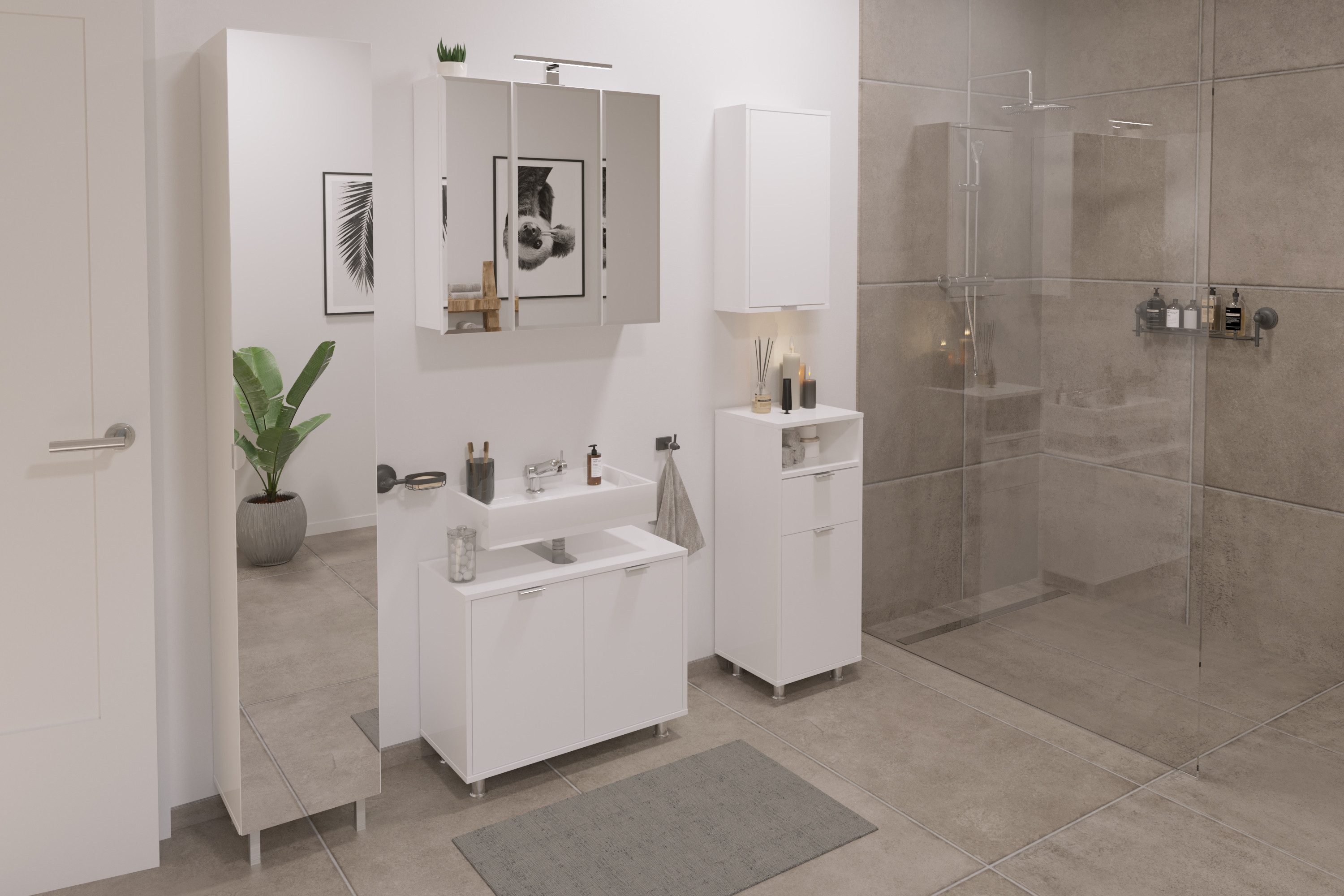 FMD Hoge kast Tarragona met spiegeldeur