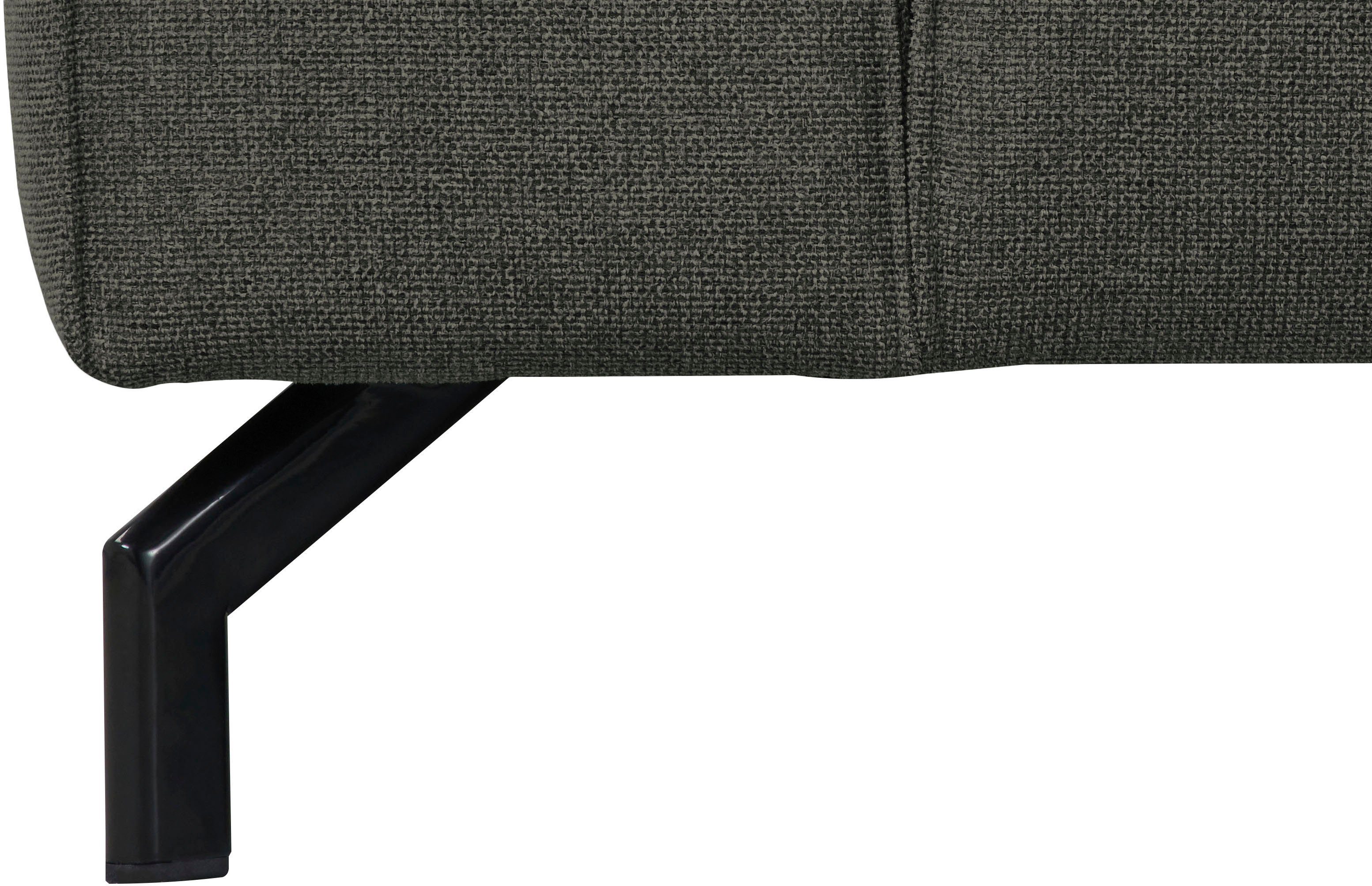 Places of Style Hoekbank Lorcan, breedte 275 cm, zacht zitgevoel met zwarte metalen poten, lederlook en zachte structuurstof