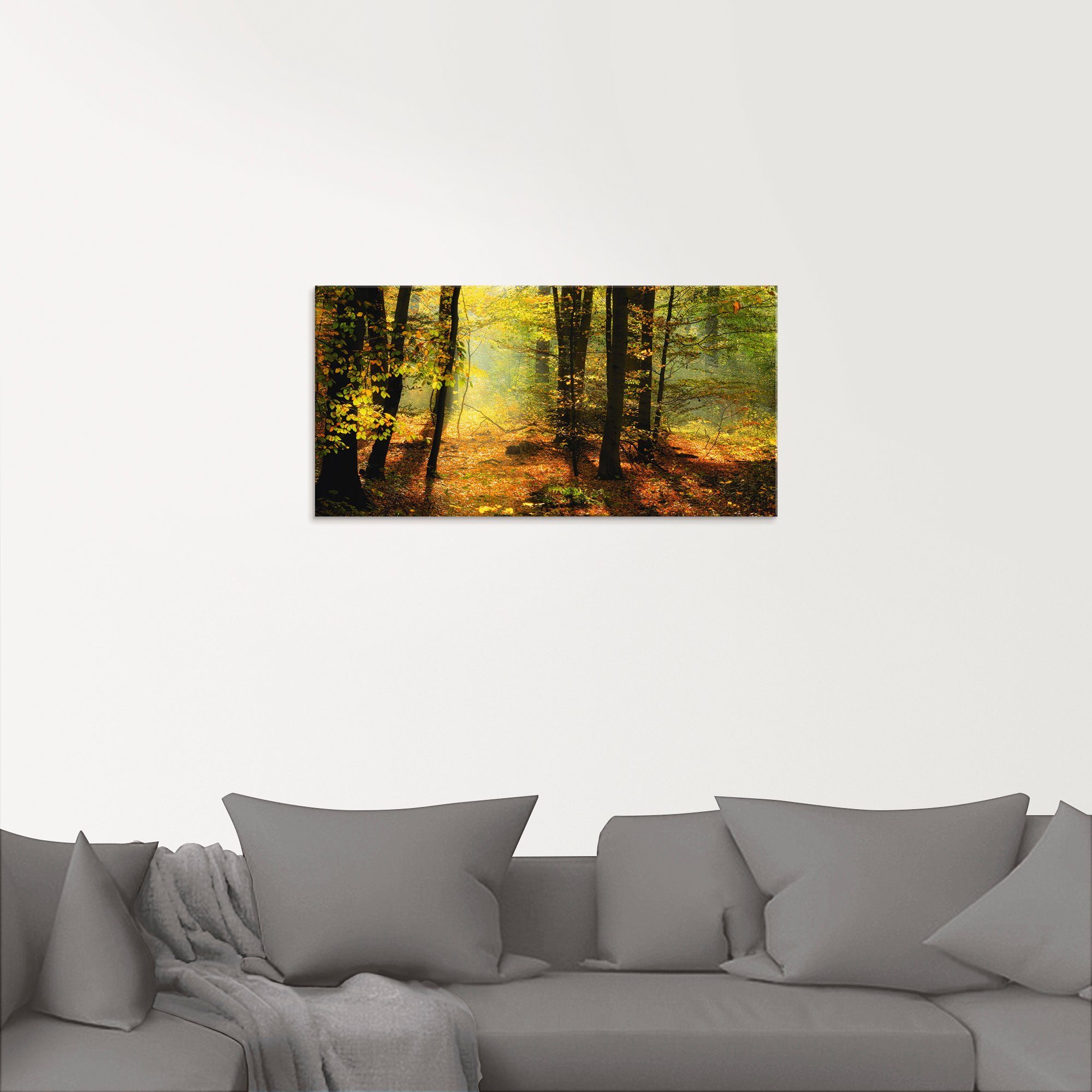 Artland Print op glas Herfstlicht in het bos