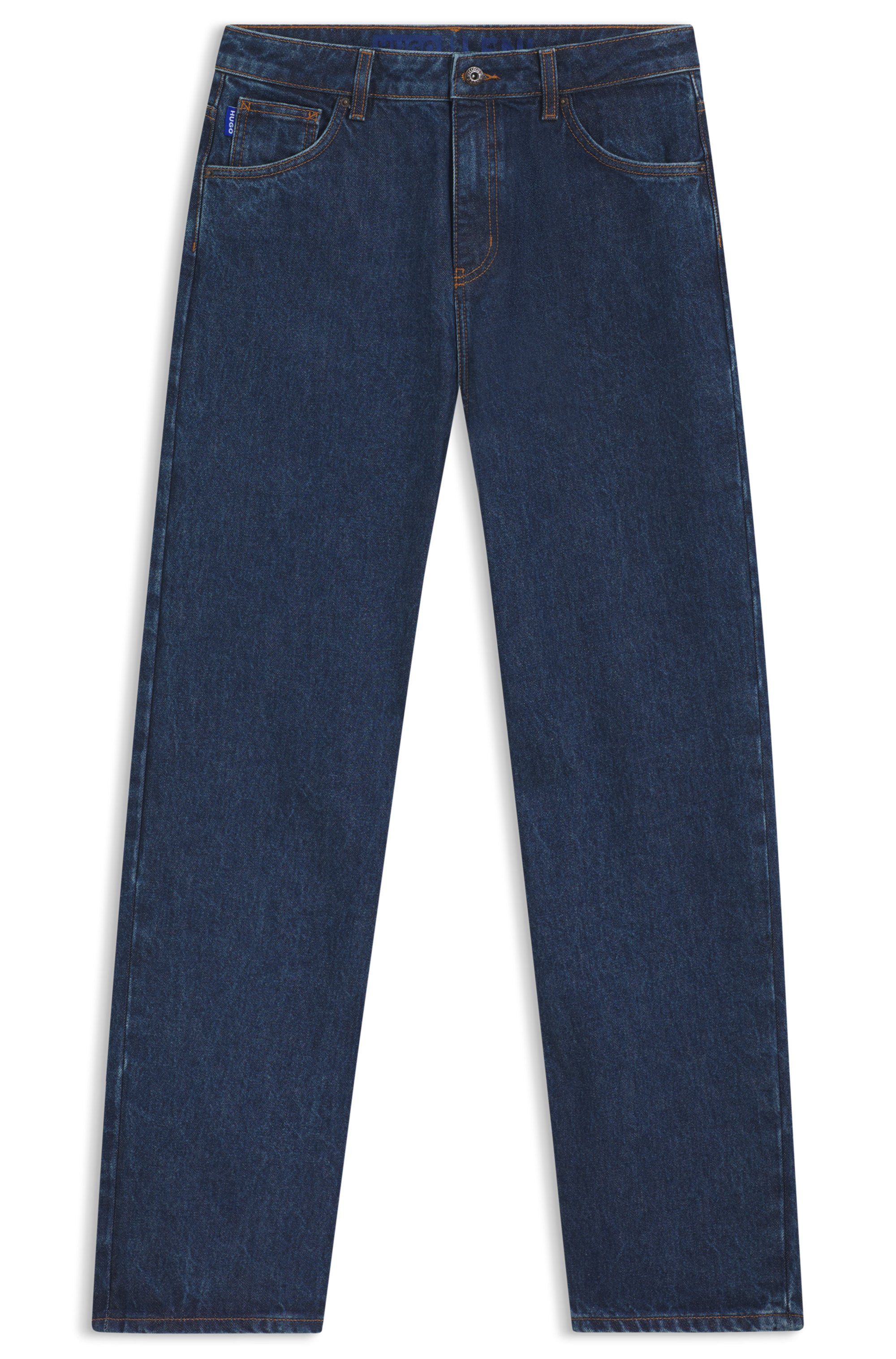 HUGO Blue Relax fit jeans Leni met kenmerkende borduurwerk