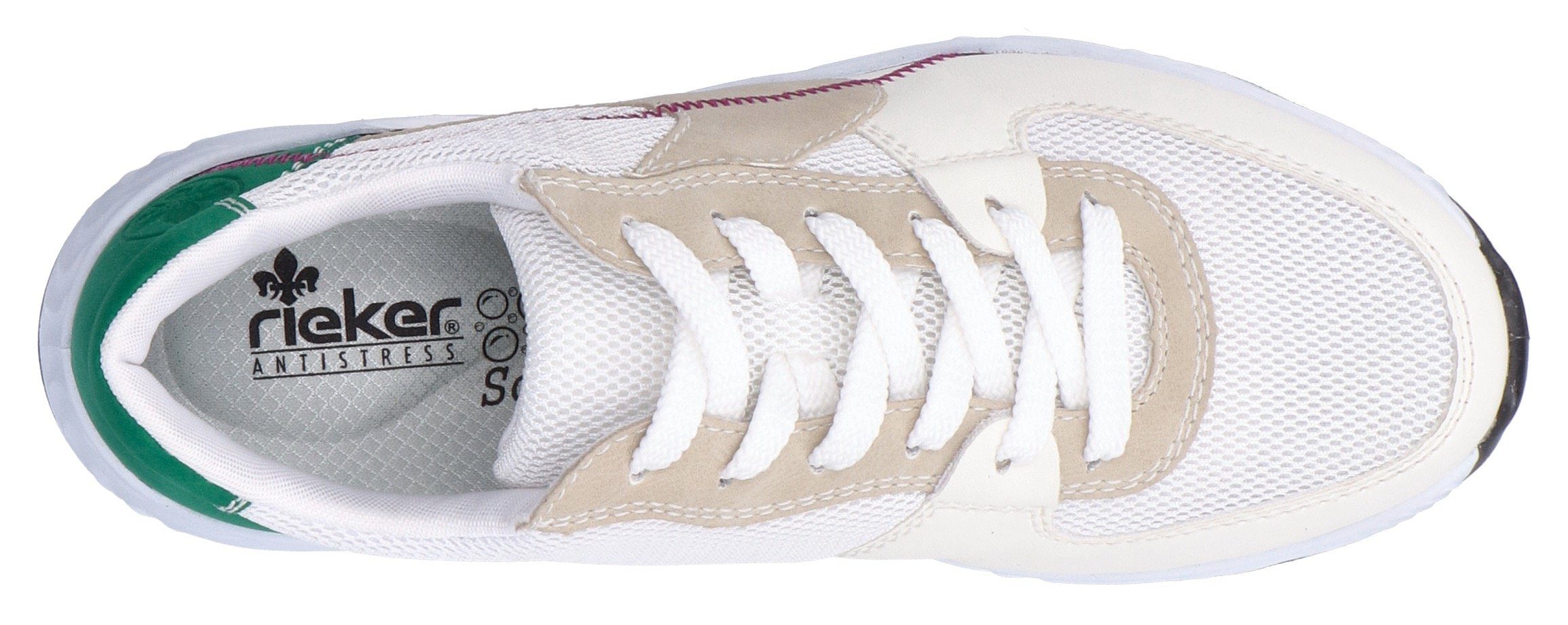 Rieker Sneakers met sleehak met contrasterende decoratieve naad, vrijetijdsschoen, lage schoen, veterschoen