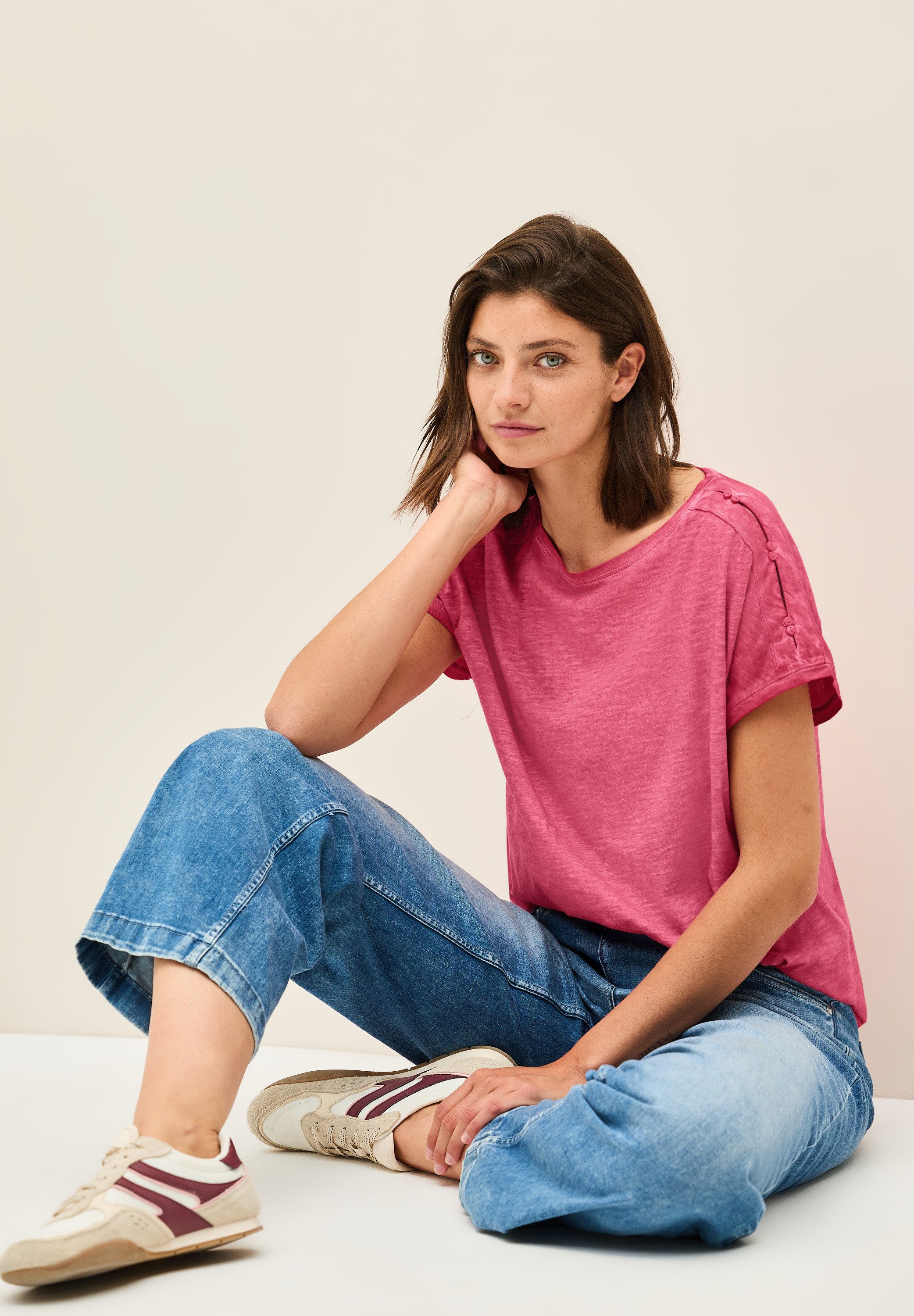 Cecil T-shirt met knoopdetail