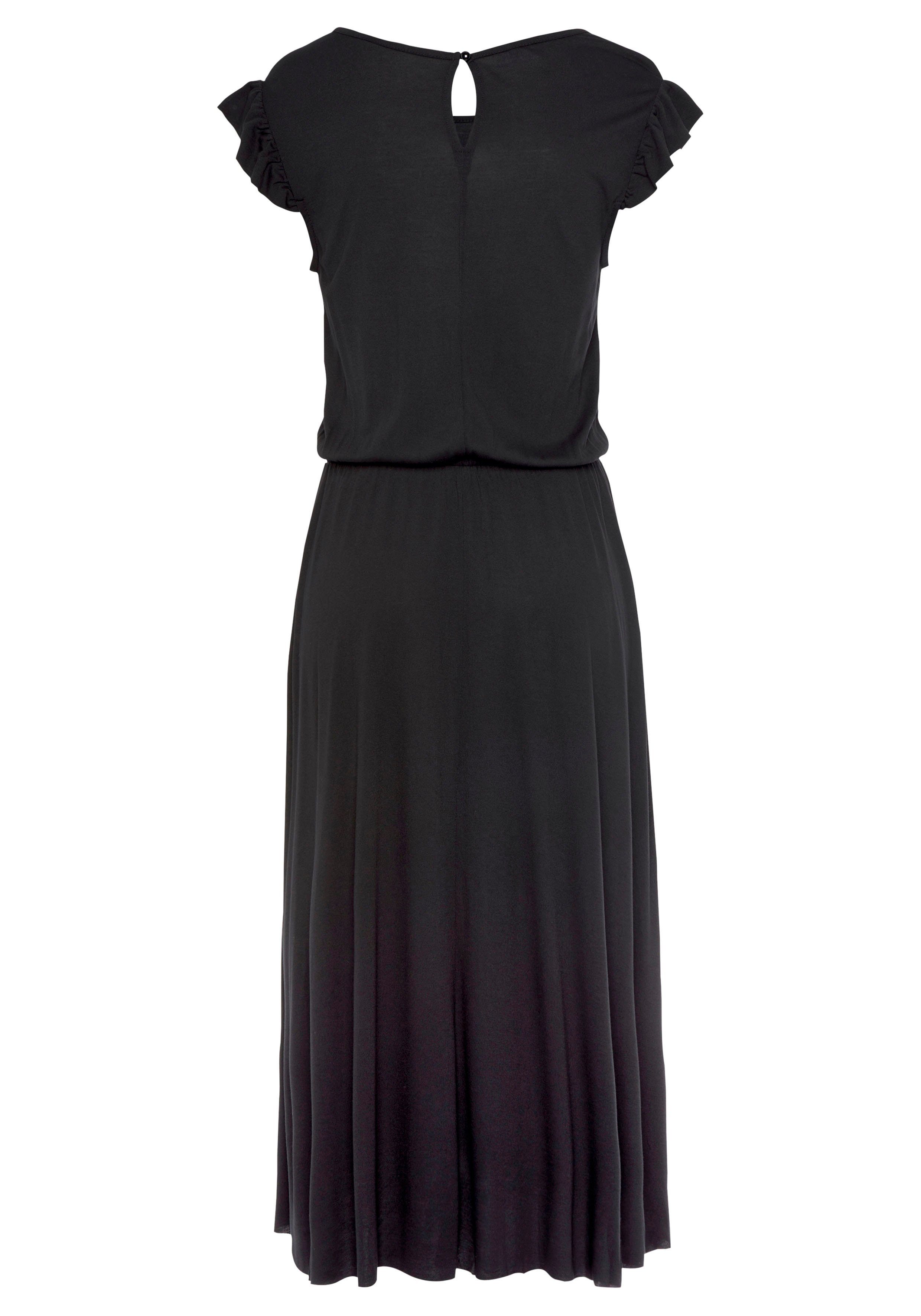 Beachtime Midi-jurk van viscose-jersey, zomerjurk met korte mouwen, strandjurk, basis