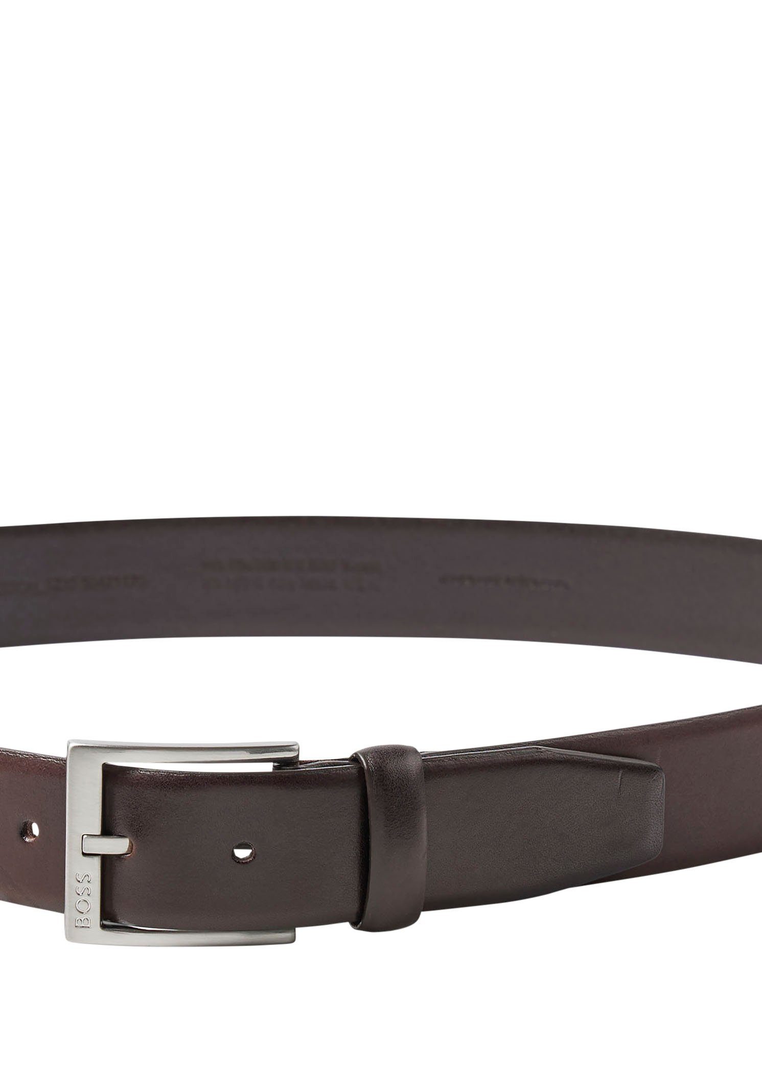 Boss Leren riem met vierkante sluiting en gegraveerd logo