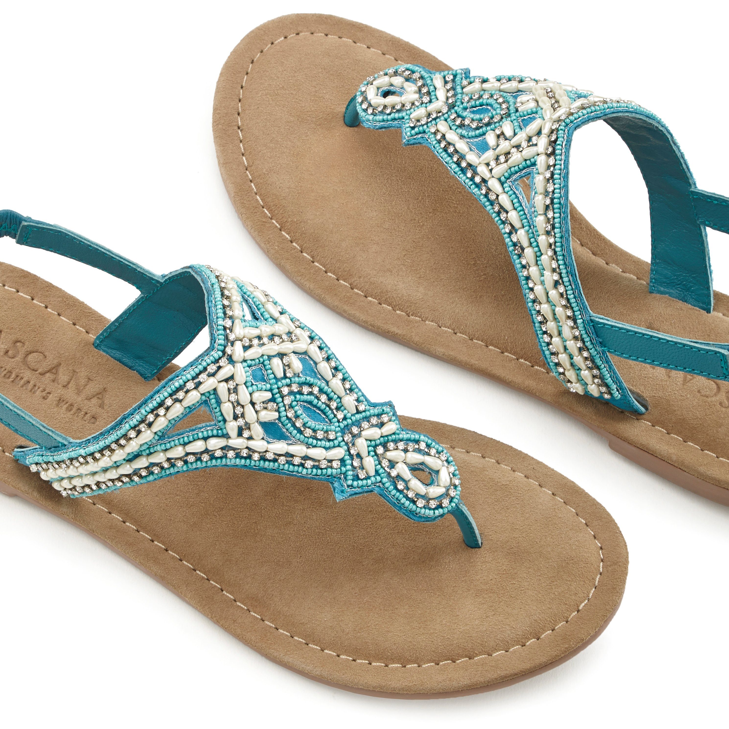 Lascana Teenslippers Sandaal, pantoletten bezet met parels en steentjes