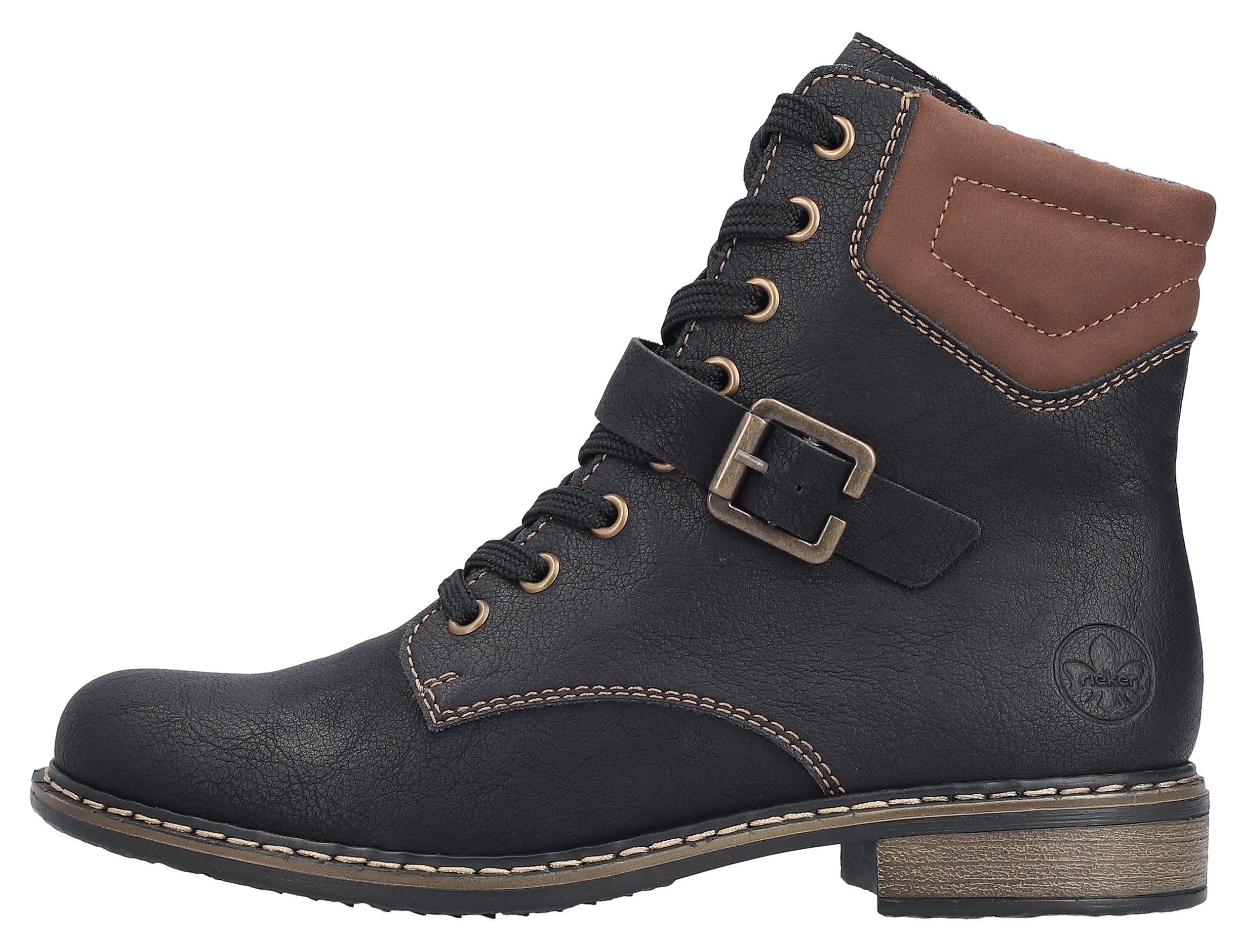 Rieker Veterlaarsjes Veterboots, enkellaarsjes, blokhak, met gewatteerde schachtrand