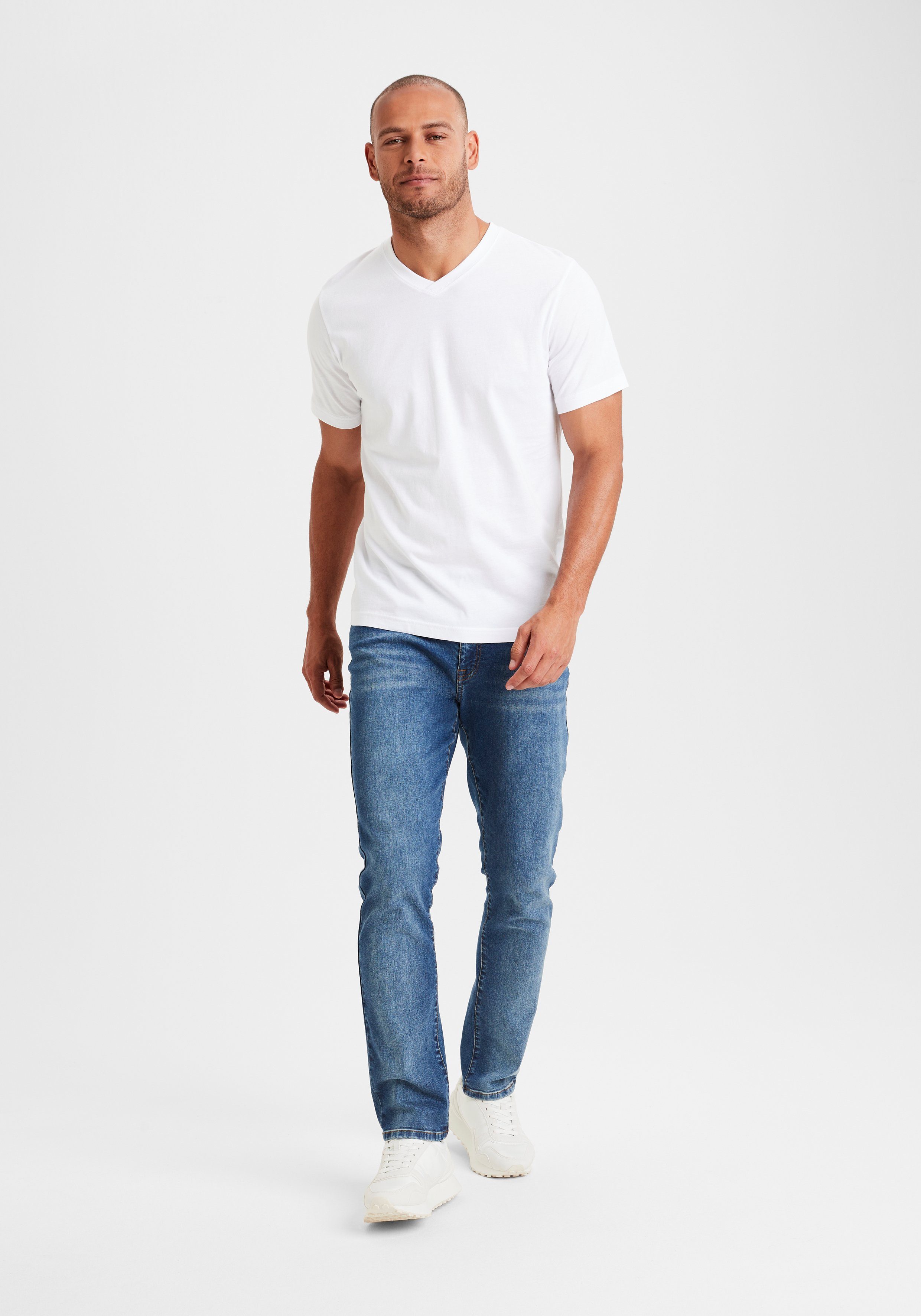 H.I.S T-shirt met v-hals van katoen, onderhemd, t-shirt (set, 3-delig)