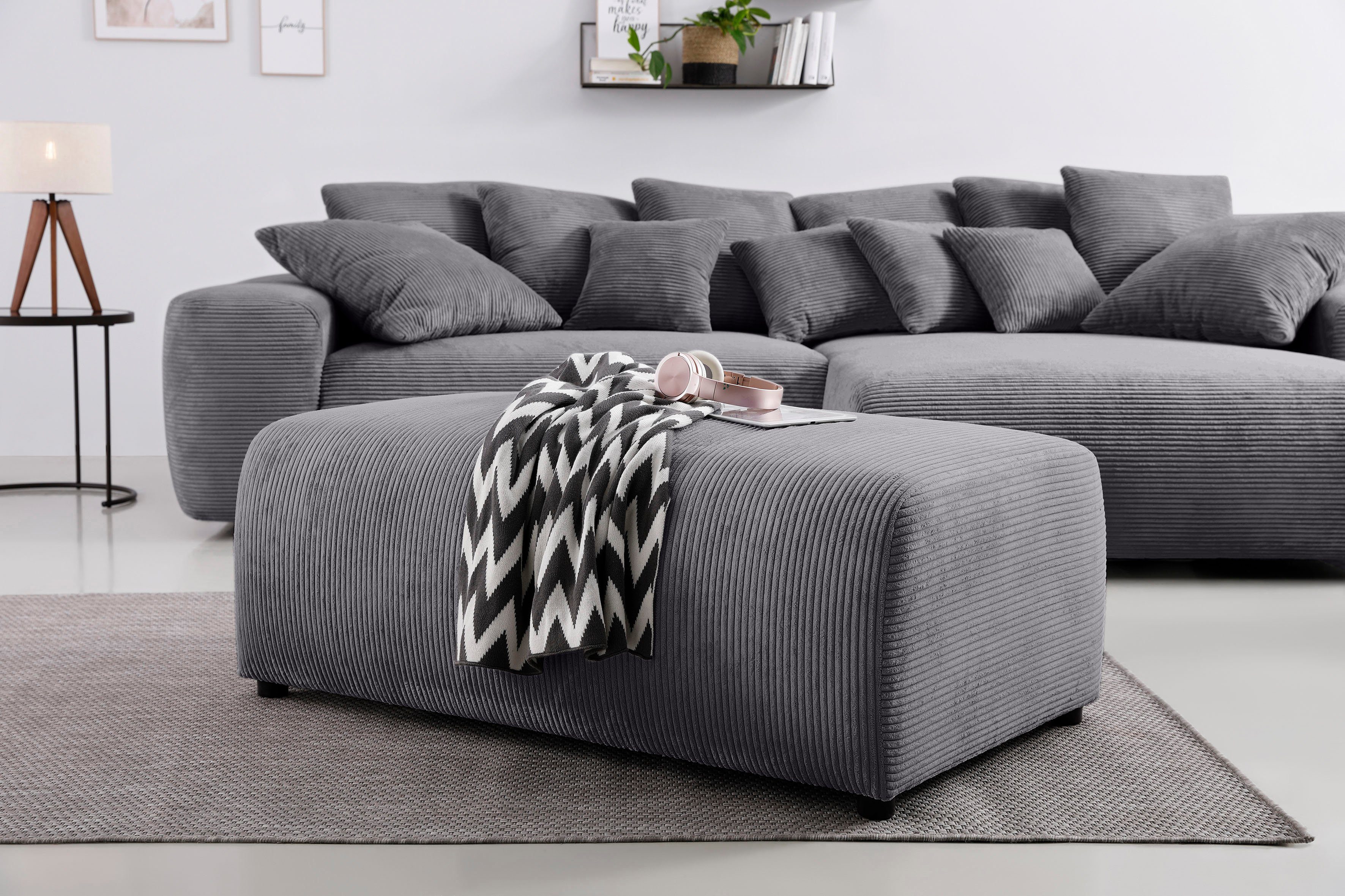 Home affaire Hocker Riveo met boxspringvering, ook met cord-bekleding