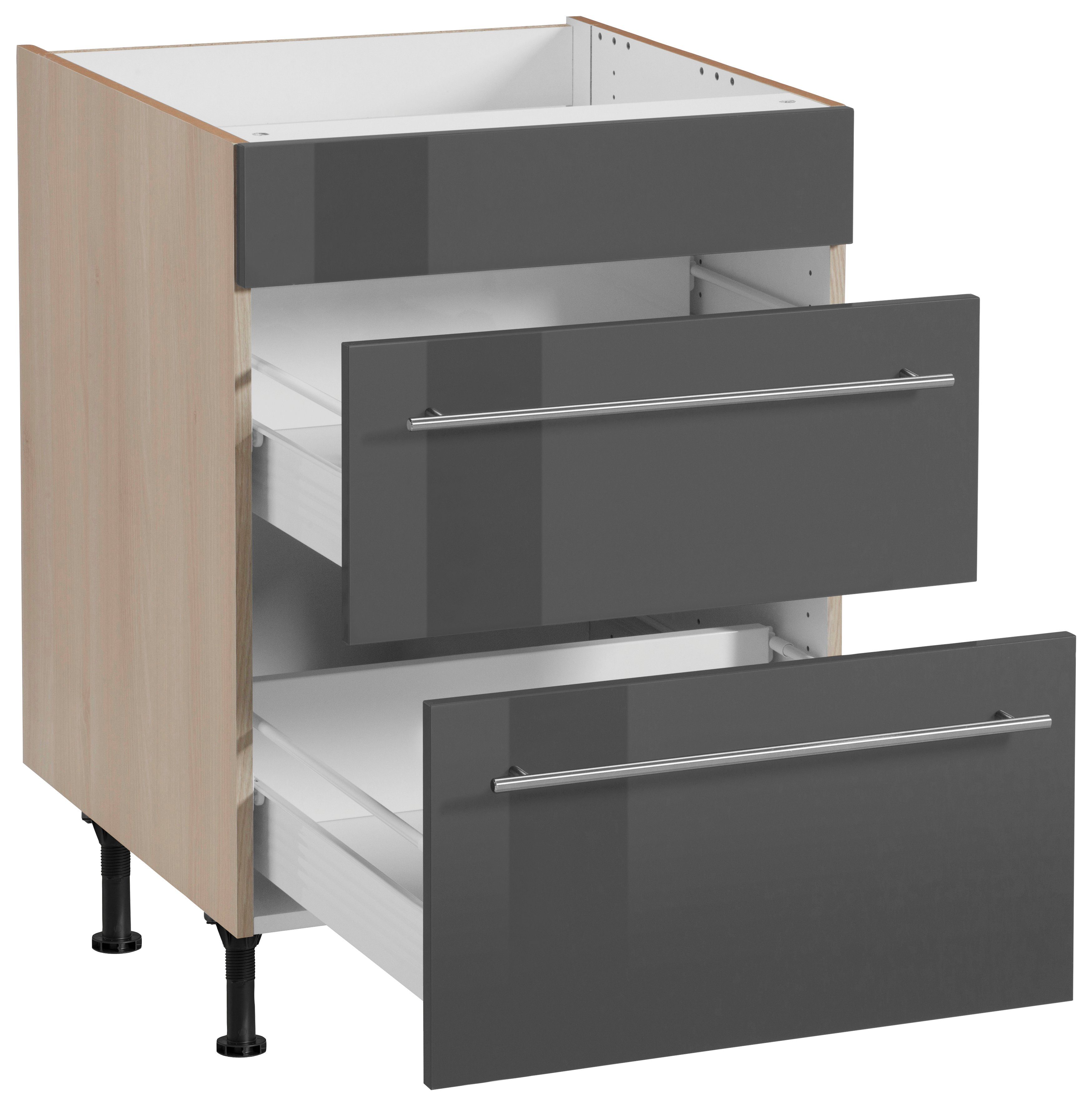 OPTIFIT Ombouwkast voor fornuis Bern 60 cm breed, met 2 laden, met in hoogte verstelbare poten