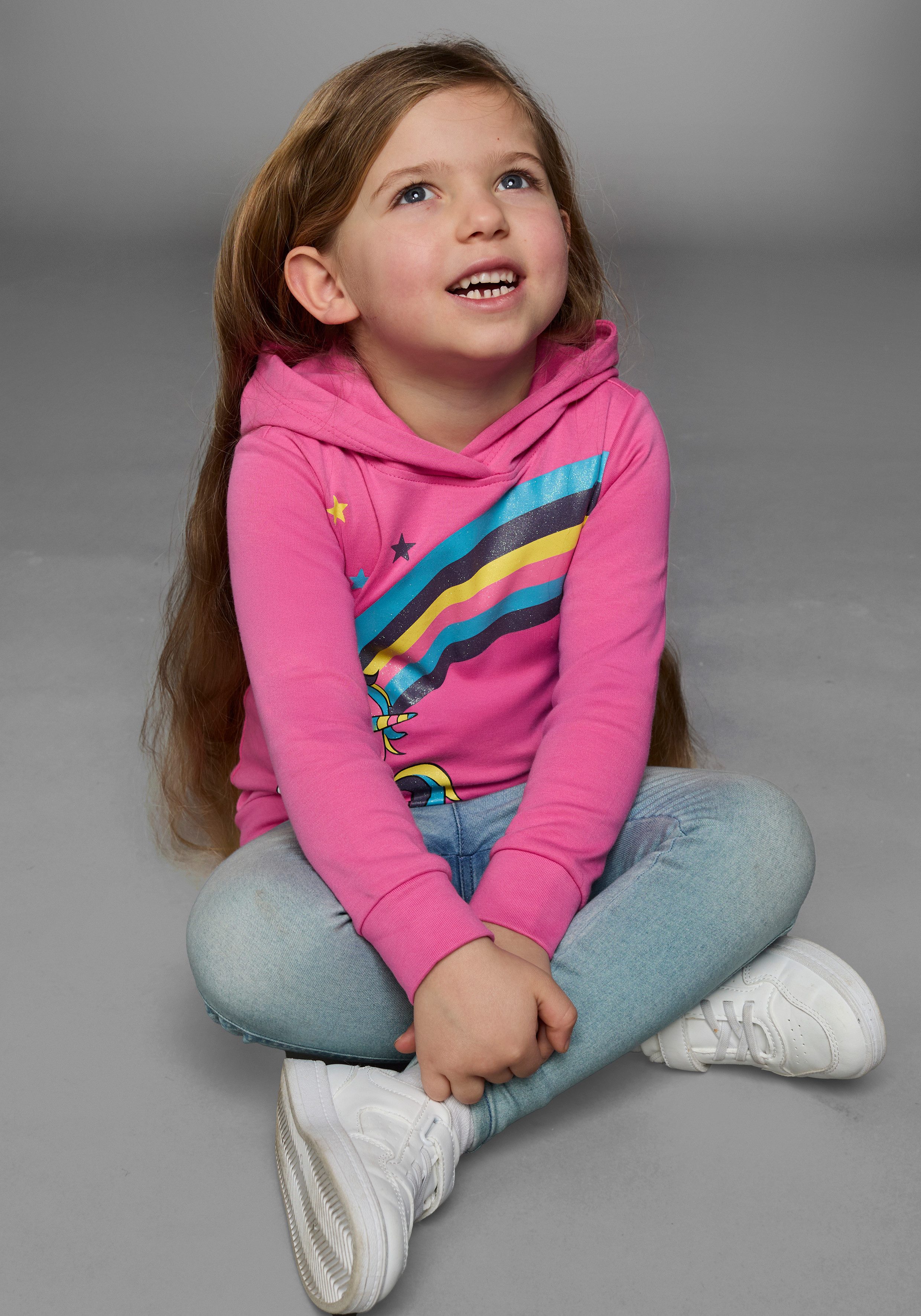 KIDSWORLD Shirt met lange mouwen Eenhoorn regenboog Lange mouwen, basic pasvorm, bedrukt, van katoen