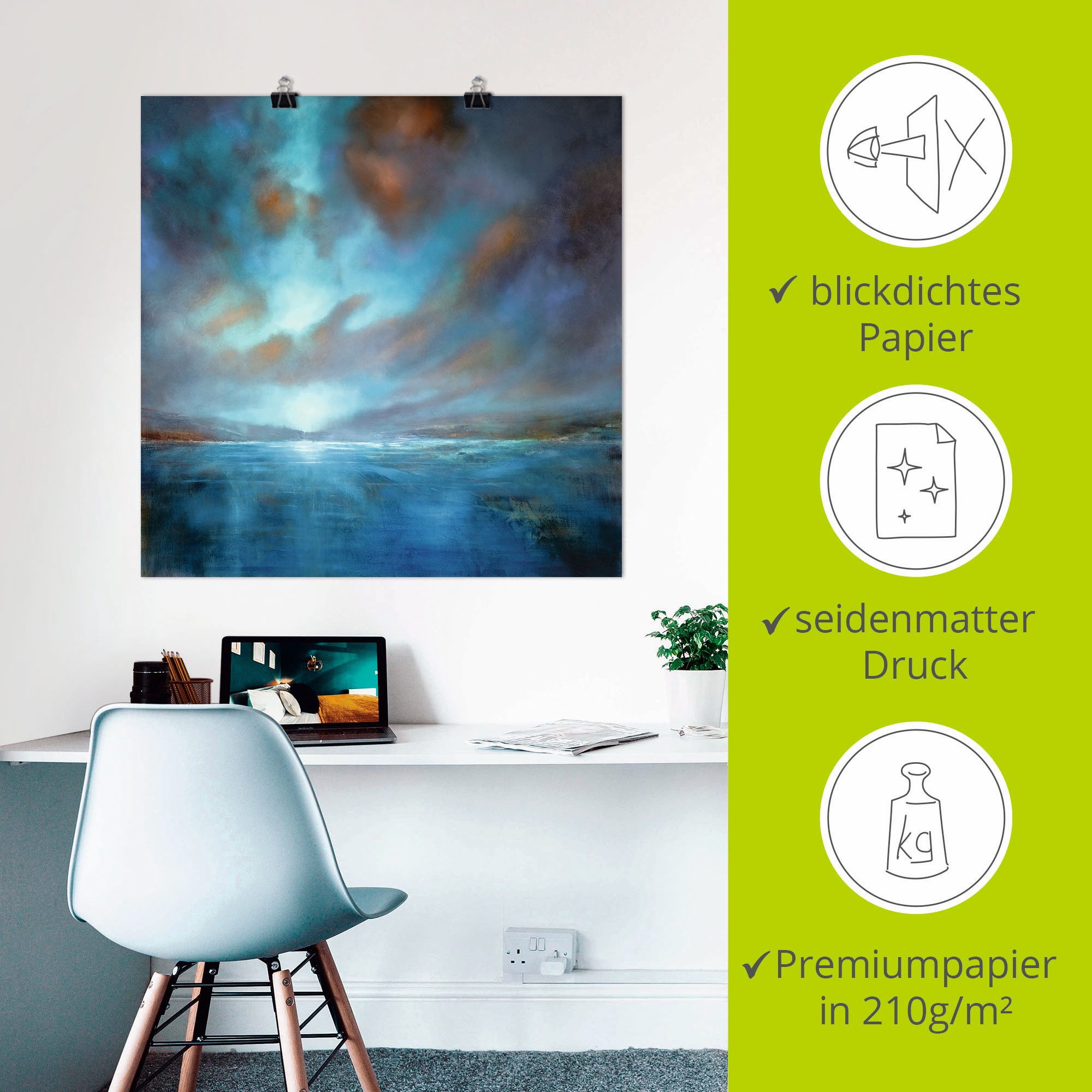 Artland Artprint Blauwe wijdte als artprint op linnen, poster in verschillende formaten maten