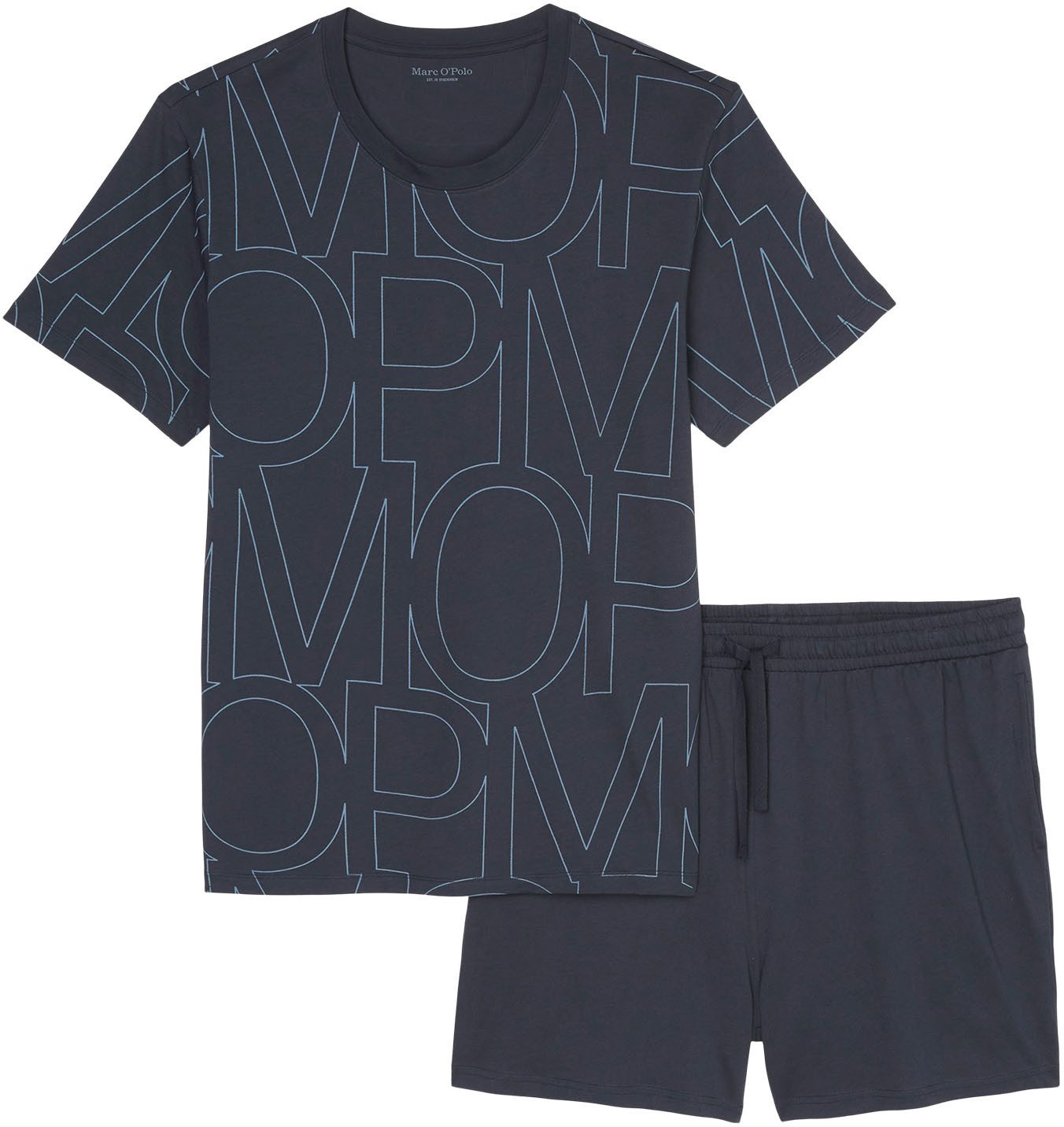 Marc O'Polo Shortama Mix & Match Cotton met opvallend logo-patroon (set 2-delig)