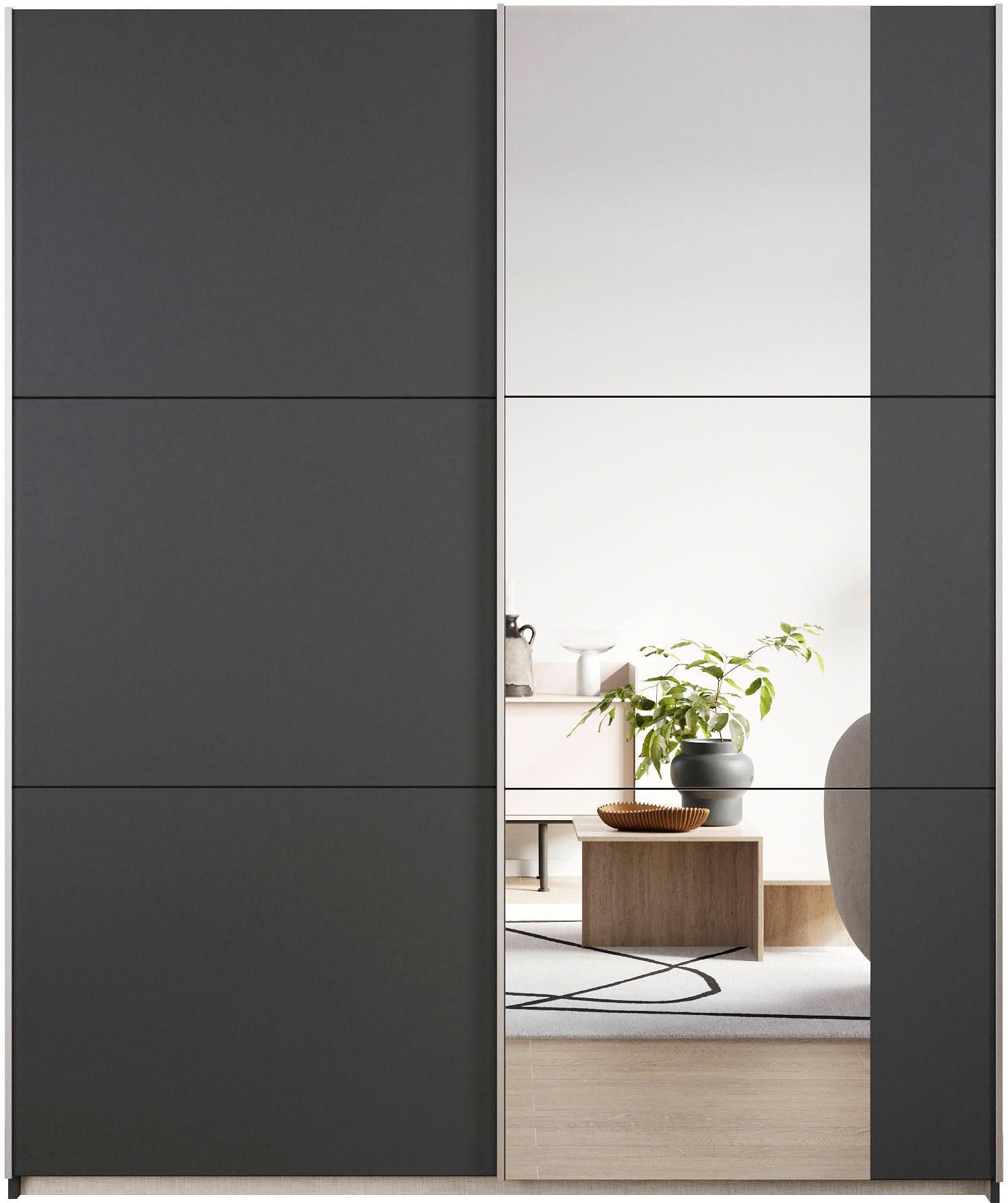 rauch Zweefdeurkast Kledingkast draaideurkast kast garderobe KRONACH TOPSELLER met spiegel en veel opbergruimte, metalen greepstrips, made in germany