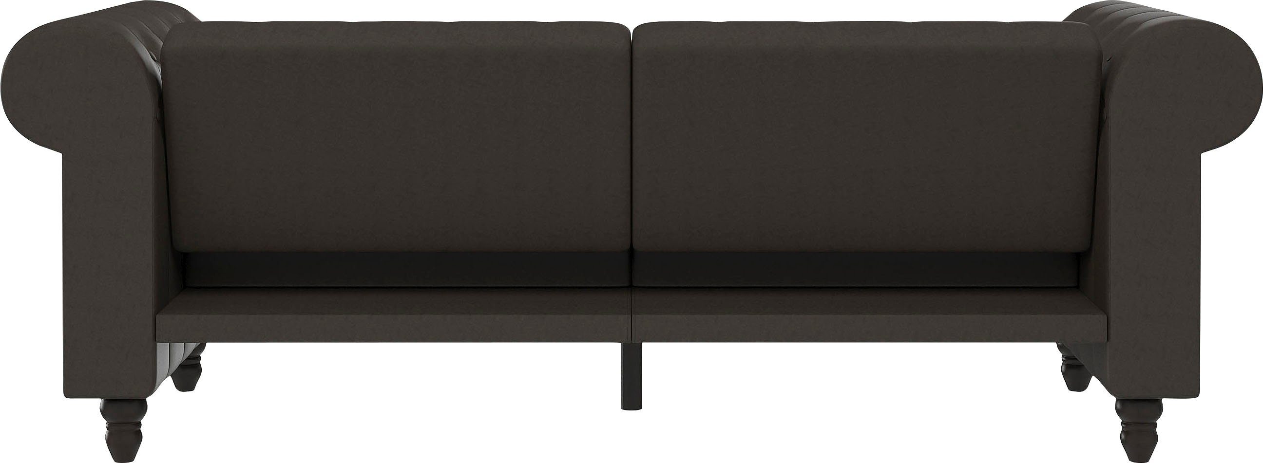 Dorel Home 3-zitsbank Felix, slaapbank 236 cm(ligoppervlak 108 x 190 cm), rugleuning 3-voudig verstelbaar, velours, kunstleer, luxe vintage microvezel