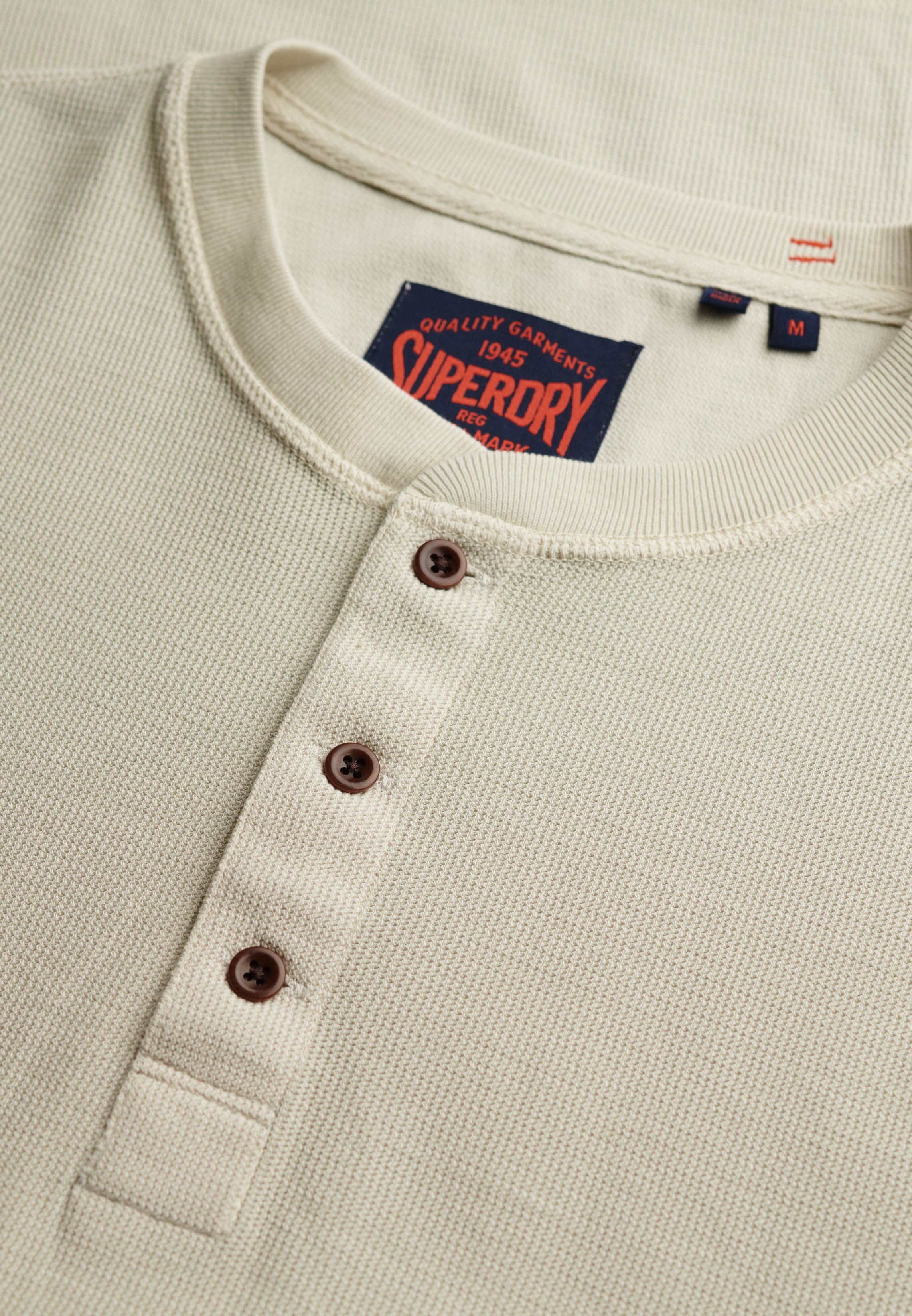 Superdry Shirt met lange mouwen WAFFLE LONG SLEEVE HENLEY TOP