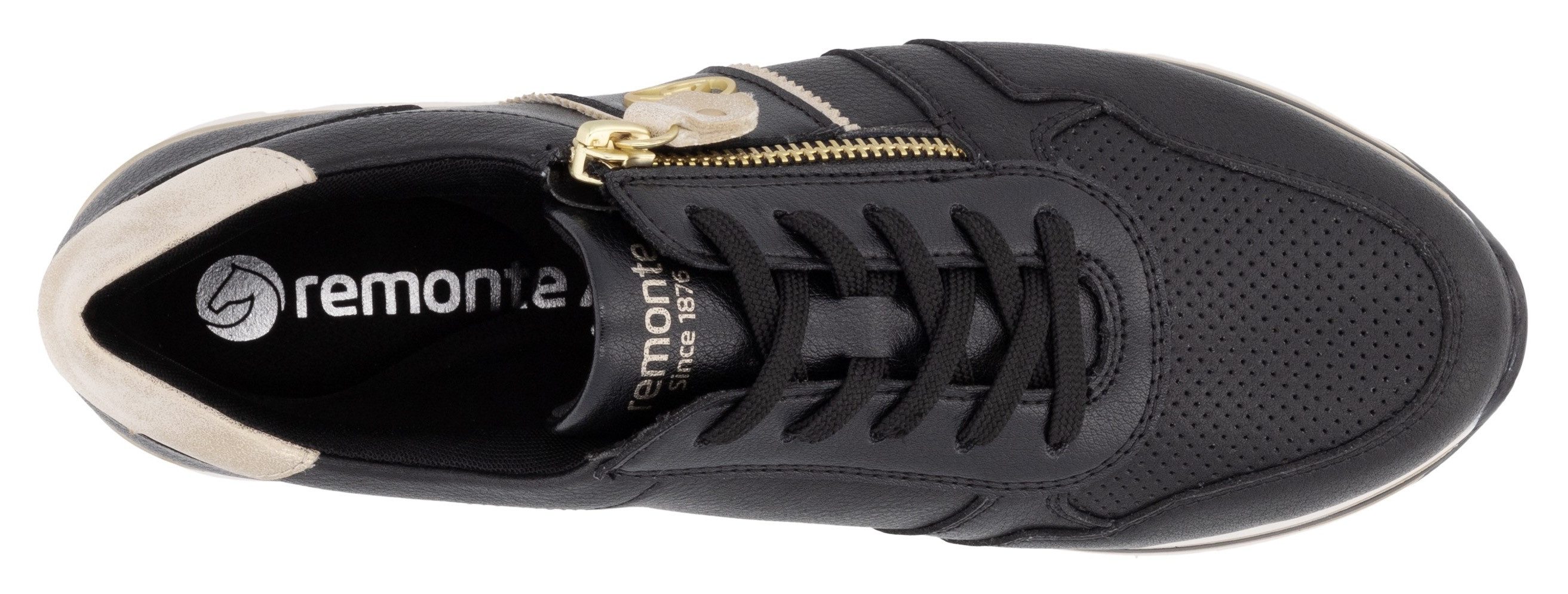 Remonte Plateausneakers , vrijetijdsschoen, lage schoen, veterschoen met zijrits