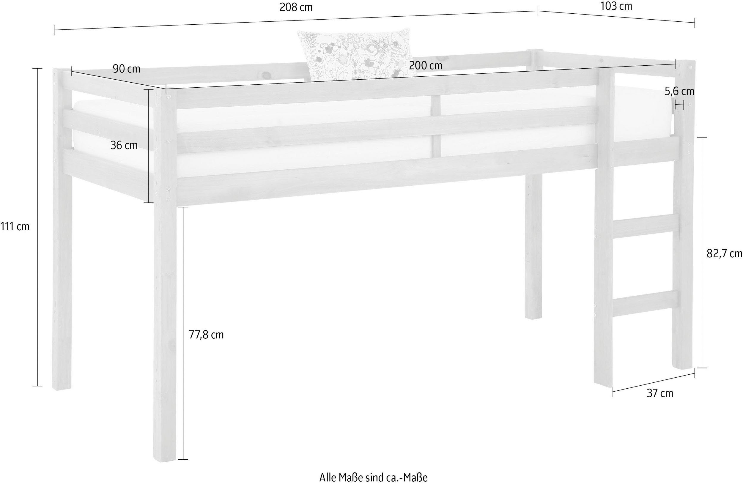 Lüttenhütt Tienerkamerset Alpi Hoogslaper, bureau en kledingkast in huiselijke stijl, ruimtebesparend (voordeelset, 3-delig)
