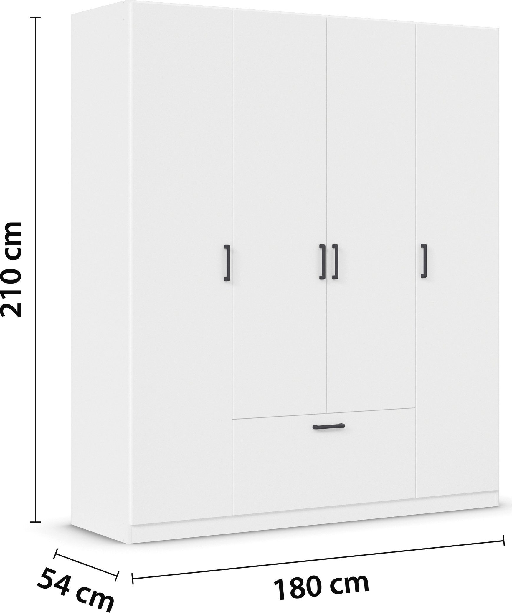 rauch Draaideurkast Kledingkast kast garderobe waskast BARI met lades in het midden, moderne greep in grijs metallic made in germany